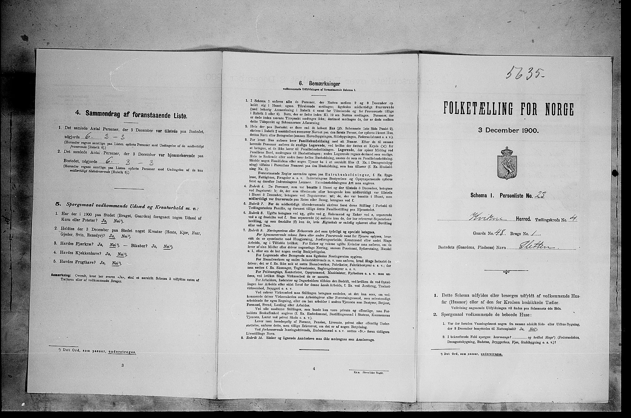 SAH, 1900 census for Kvikne, 1900, p. 293