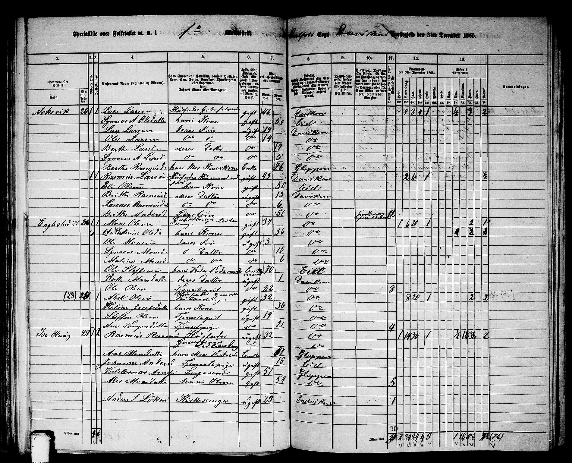 RA, 1865 census for Davik, 1865, p. 17