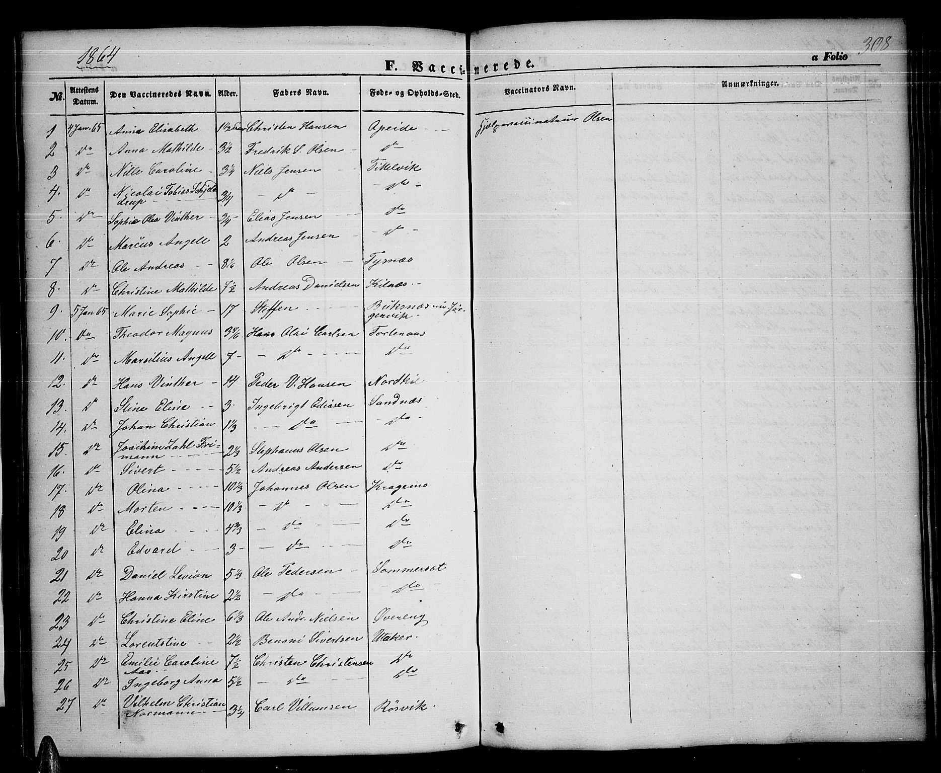 Ministerialprotokoller, klokkerbøker og fødselsregistre - Nordland, AV/SAT-A-1459/859/L0857: Parish register (copy) no. 859C03, 1854-1873, p. 308