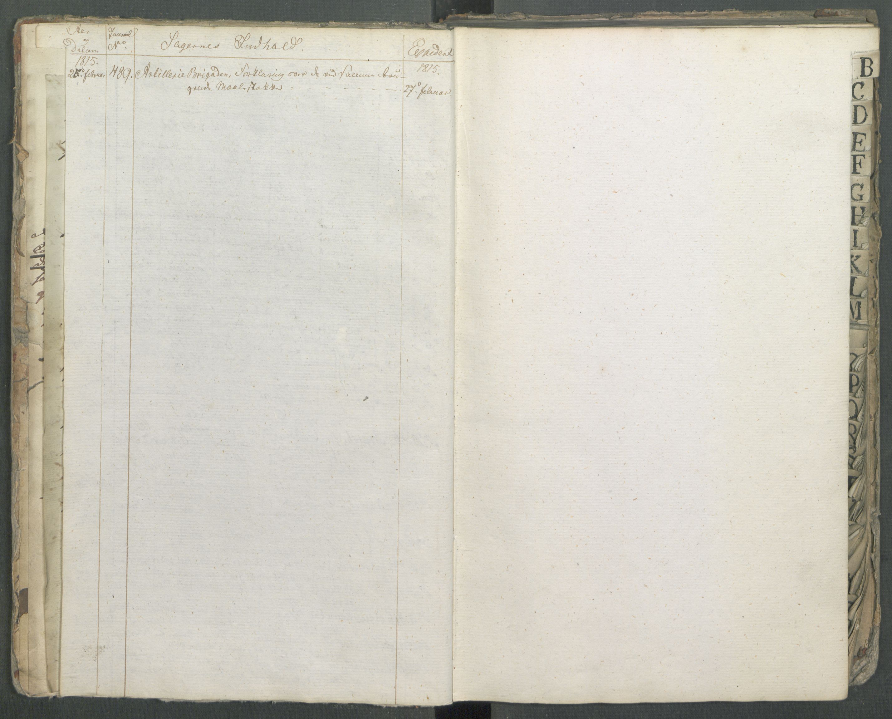 Armédepartementet, RA/RAFA-3493/C/Ca/L0003: Militærdepartementets Journal, 1814-1815
