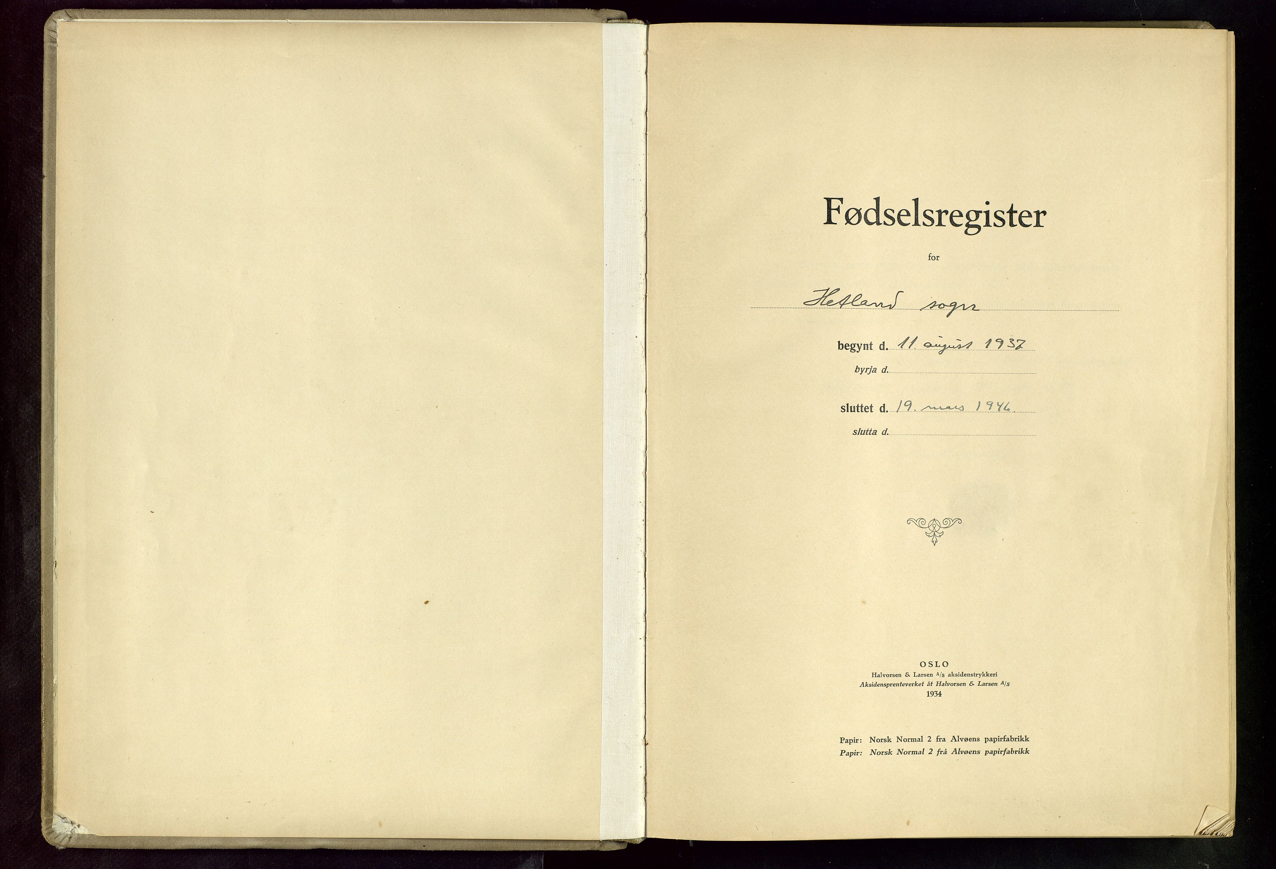Hetland sokneprestkontor, SAST/A-101826/70/704BA/L0005: Birth register no. 5, 1937-1946