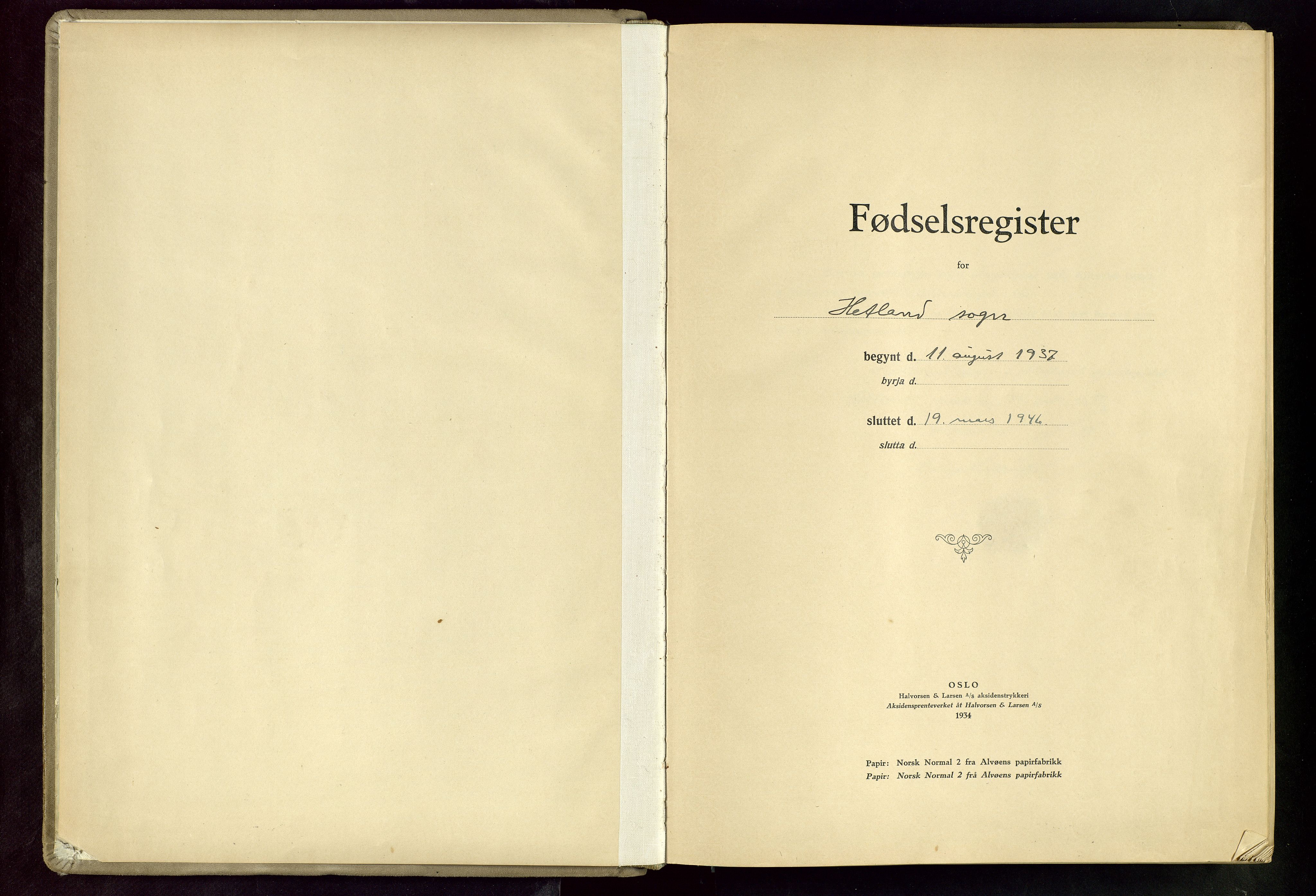 Hetland sokneprestkontor, AV/SAST-A-101826/70/704BA/L0005: Birth register no. 5, 1937-1946