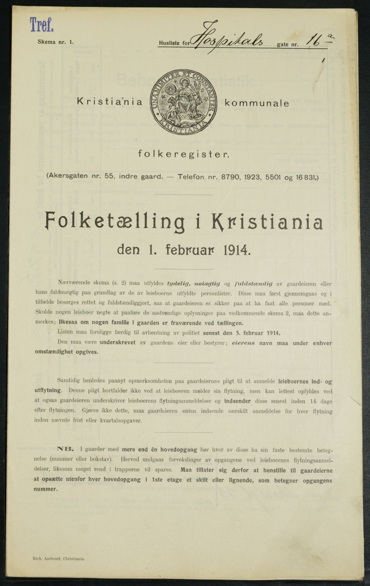 OBA, Municipal Census 1914 for Kristiania, 1914, p. 41588