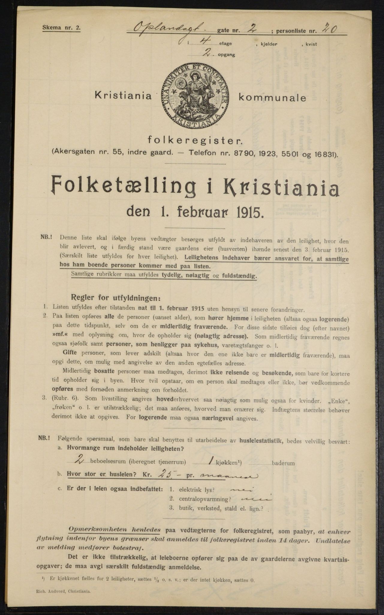 OBA, Municipal Census 1915 for Kristiania, 1915, p. 75258