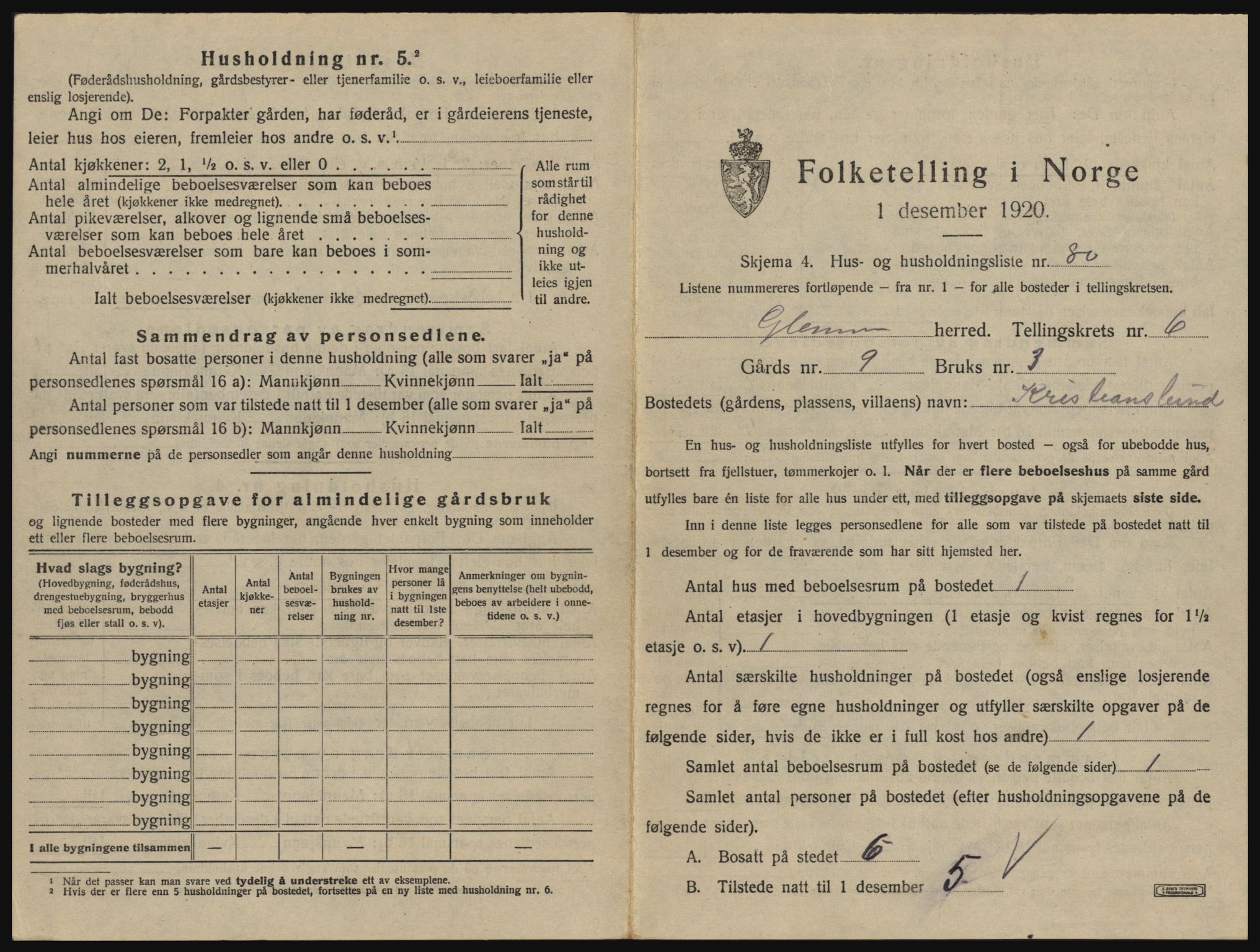 SAO, 1920 census for Glemmen, 1920, p. 2317