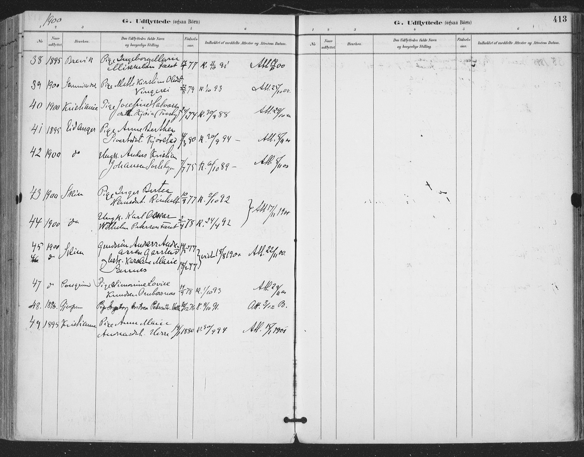 Bamble kirkebøker, SAKO/A-253/F/Fa/L0008: Parish register (official) no. I 8, 1888-1900, p. 413