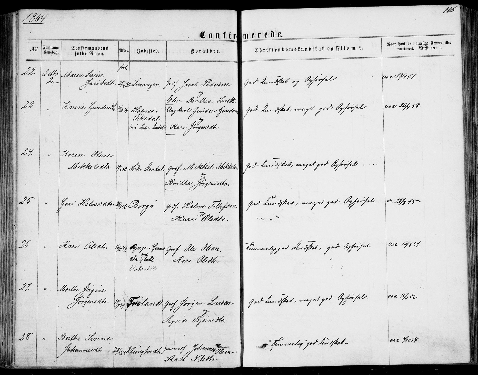 Nedstrand sokneprestkontor, AV/SAST-A-101841/01/IV: Parish register (official) no. A 9, 1861-1876, p. 116