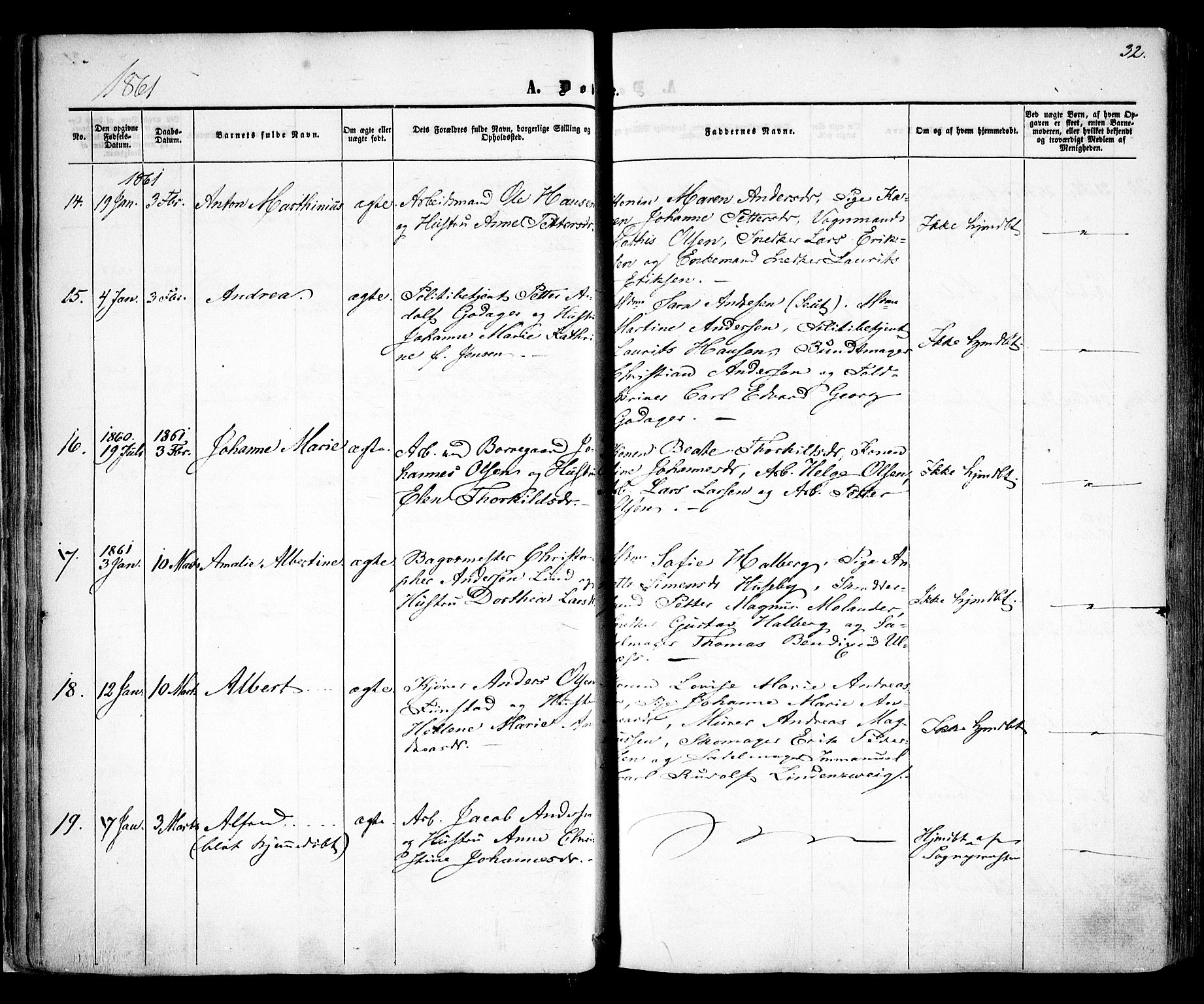 Sarpsborg prestekontor Kirkebøker, AV/SAO-A-2006/F/Fa/L0001: Parish register (official) no. 1, 1859-1868, p. 32