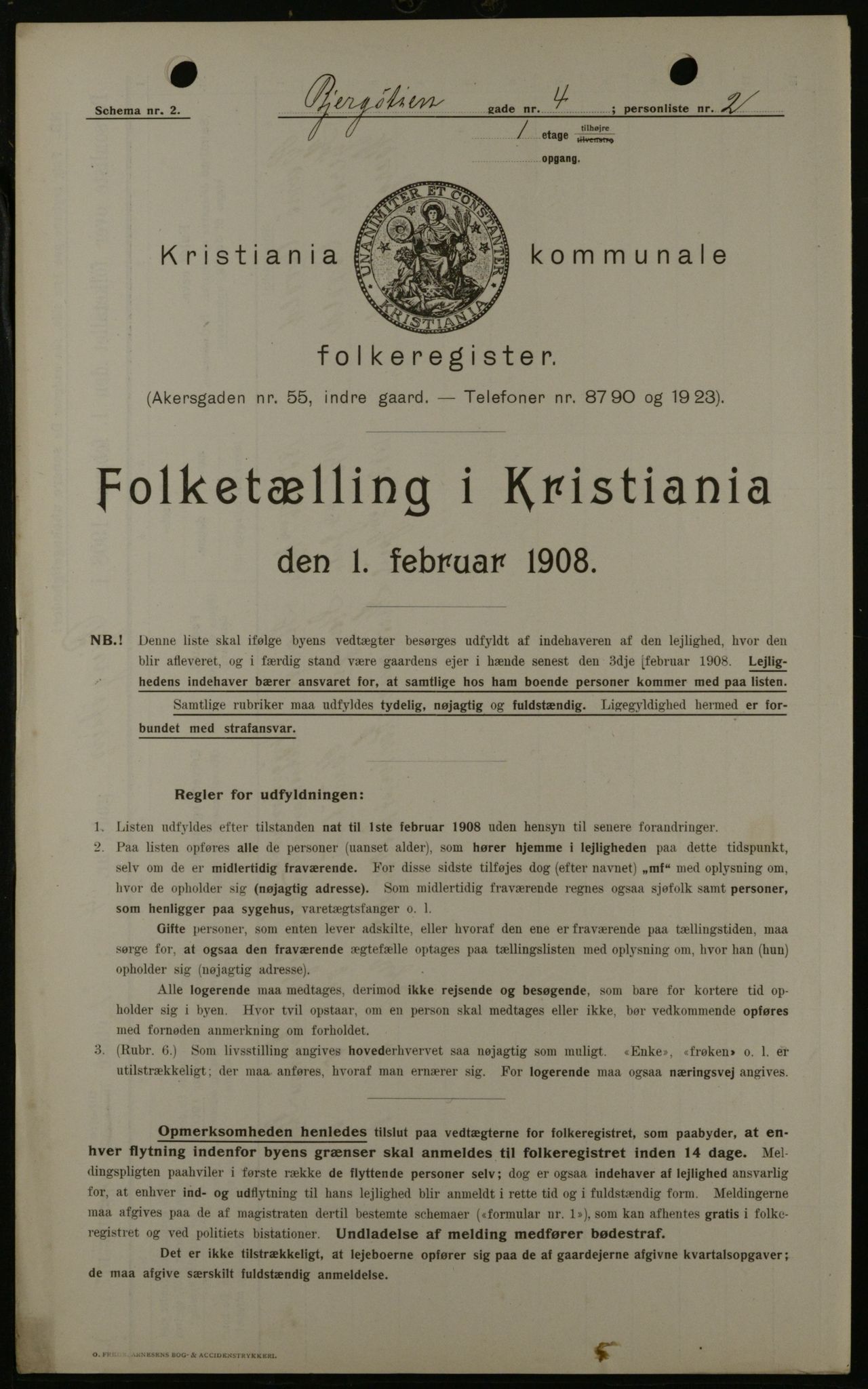 OBA, Municipal Census 1908 for Kristiania, 1908, p. 4348