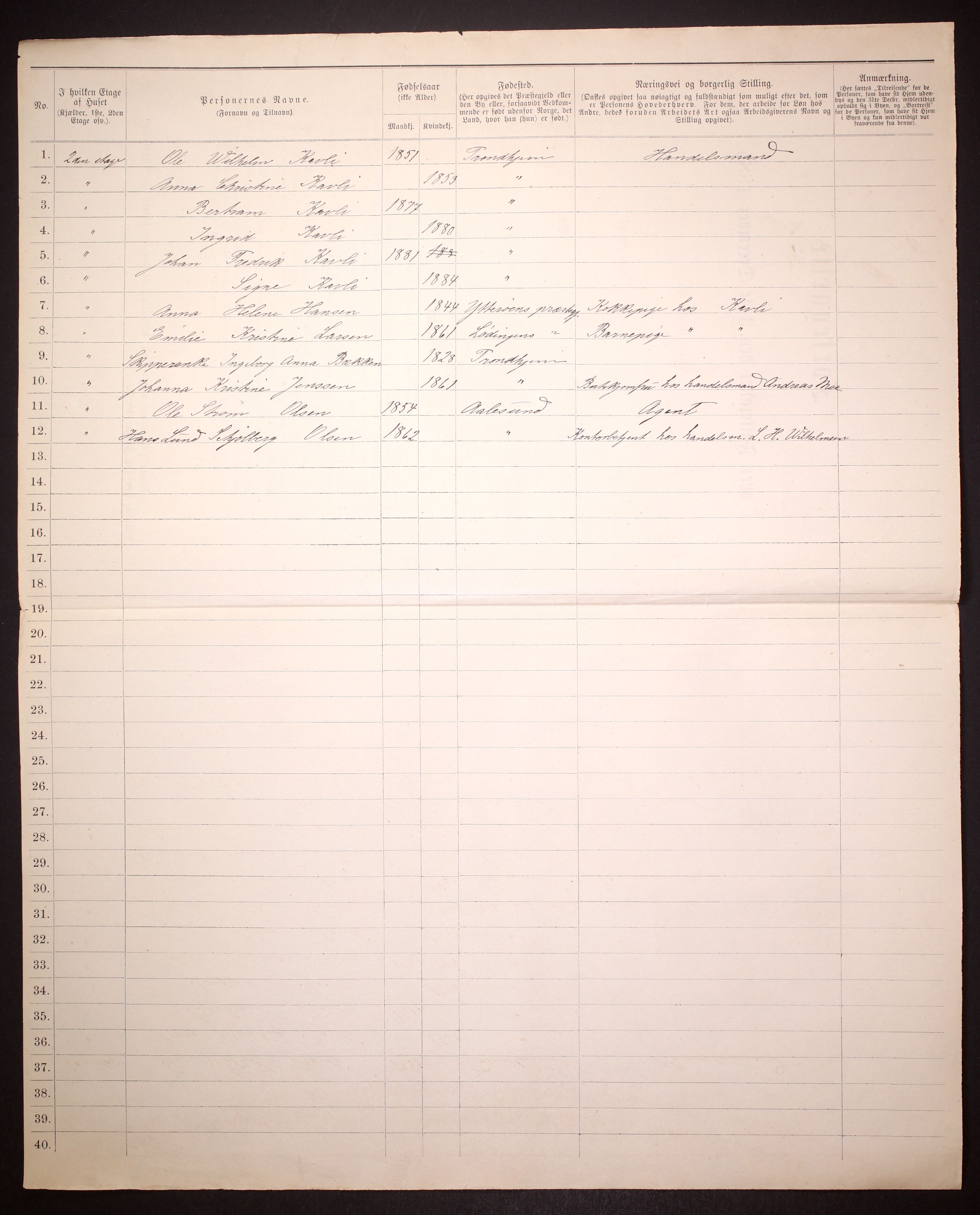 SAT, 1885 census for 1601 Trondheim, 1885, p. 1565