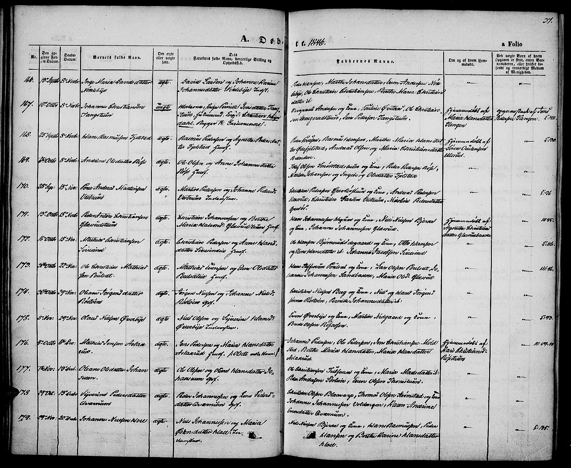Vestre Toten prestekontor, SAH/PREST-108/H/Ha/Haa/L0004: Parish register (official) no. 4, 1844-1849, p. 37