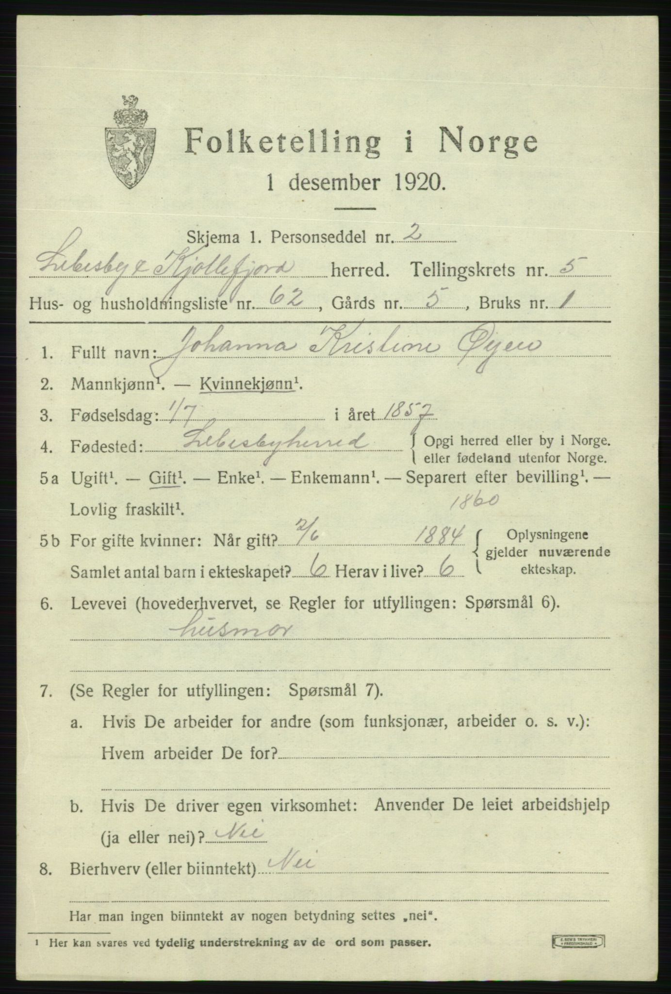 SATØ, 1920 census for Lebesby, 1920, p. 3003