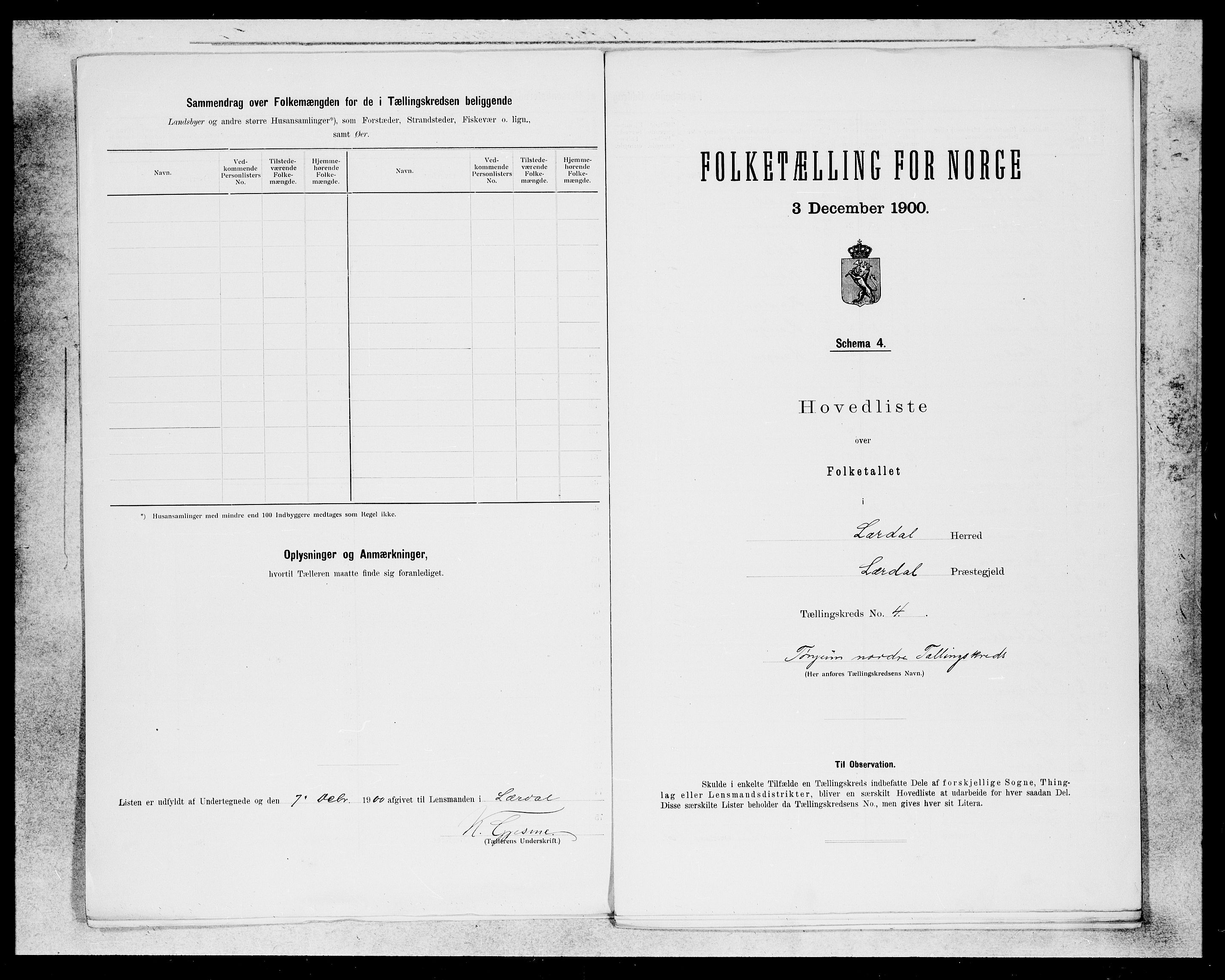 SAB, 1900 census for Lærdal, 1900, p. 5