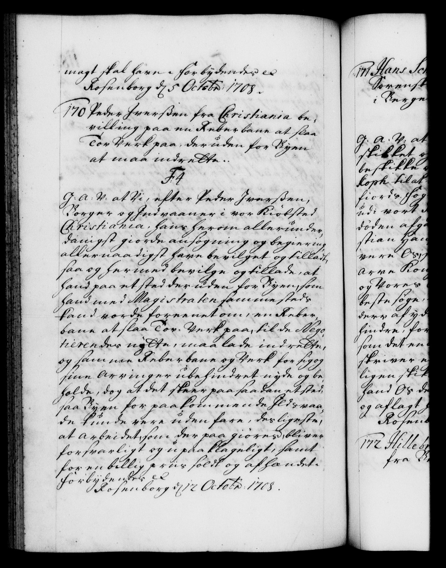 Danske Kanselli 1572-1799, AV/RA-EA-3023/F/Fc/Fca/Fcaa/L0020: Norske registre, 1708-1711, p. 118b