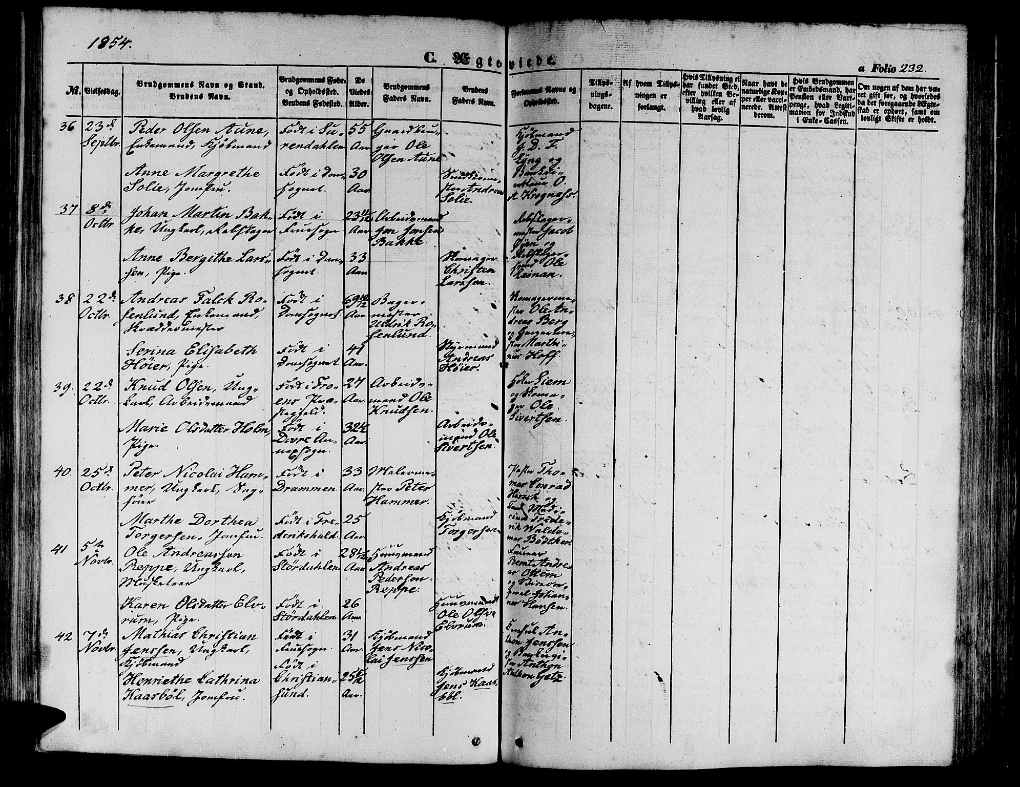 Ministerialprotokoller, klokkerbøker og fødselsregistre - Sør-Trøndelag, AV/SAT-A-1456/602/L0137: Parish register (copy) no. 602C05, 1846-1856, p. 232