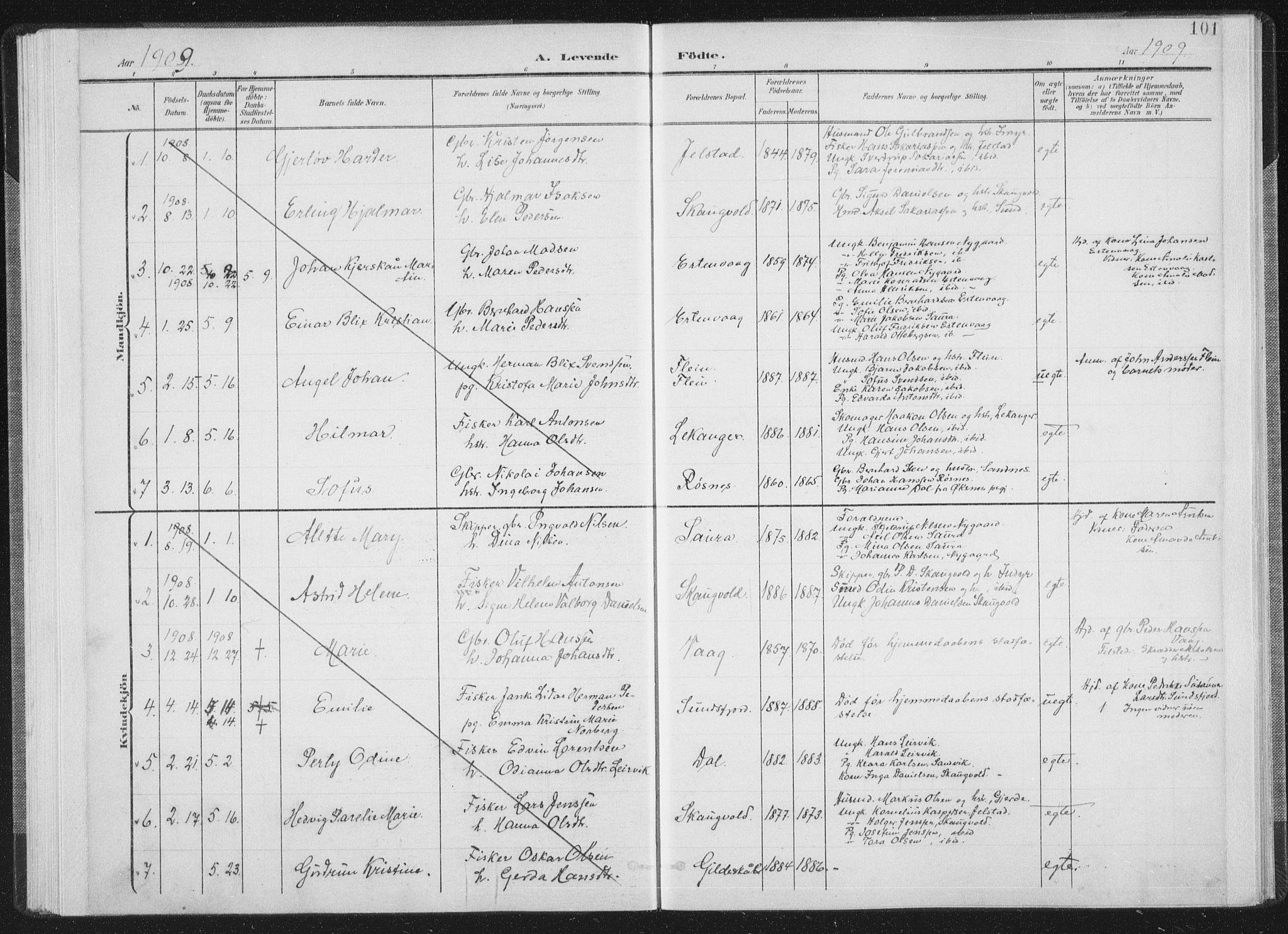 Ministerialprotokoller, klokkerbøker og fødselsregistre - Nordland, AV/SAT-A-1459/805/L0102: Parish register (official) no. 805A08I, 1900-1909, p. 101