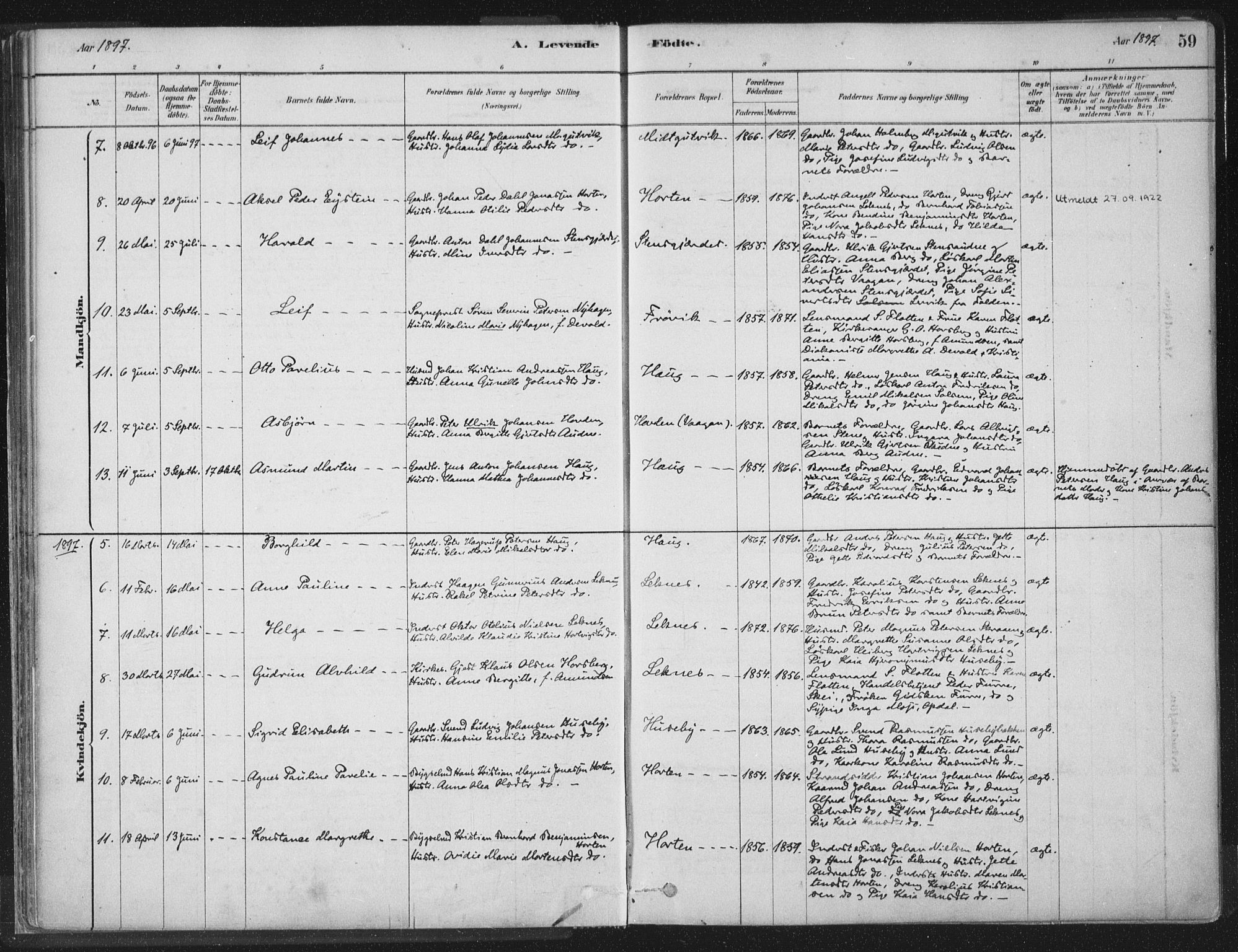 Ministerialprotokoller, klokkerbøker og fødselsregistre - Nord-Trøndelag, SAT/A-1458/788/L0697: Parish register (official) no. 788A04, 1878-1902, p. 59