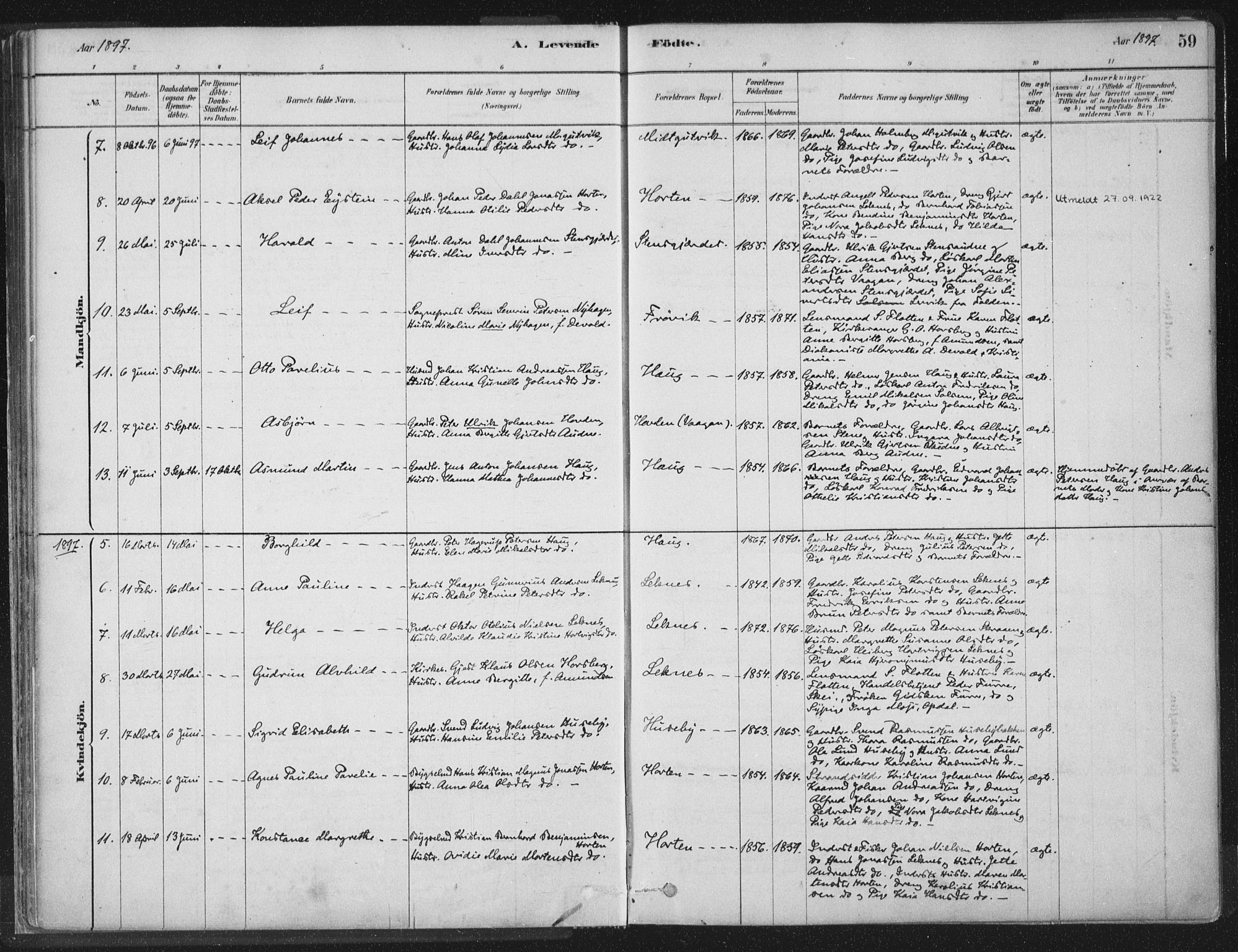 Ministerialprotokoller, klokkerbøker og fødselsregistre - Nord-Trøndelag, AV/SAT-A-1458/788/L0697: Parish register (official) no. 788A04, 1878-1902, p. 59