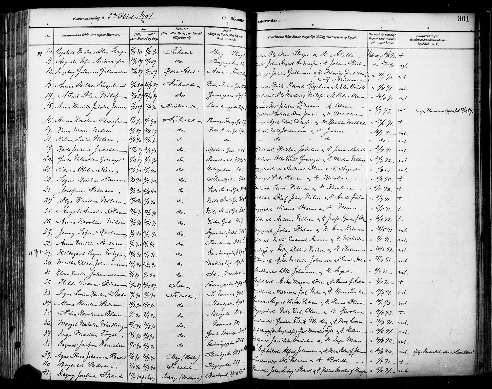 Halden prestekontor Kirkebøker, SAO/A-10909/F/Fa/L0013: Parish register (official) no. I 13, 1890-1906, p. 361