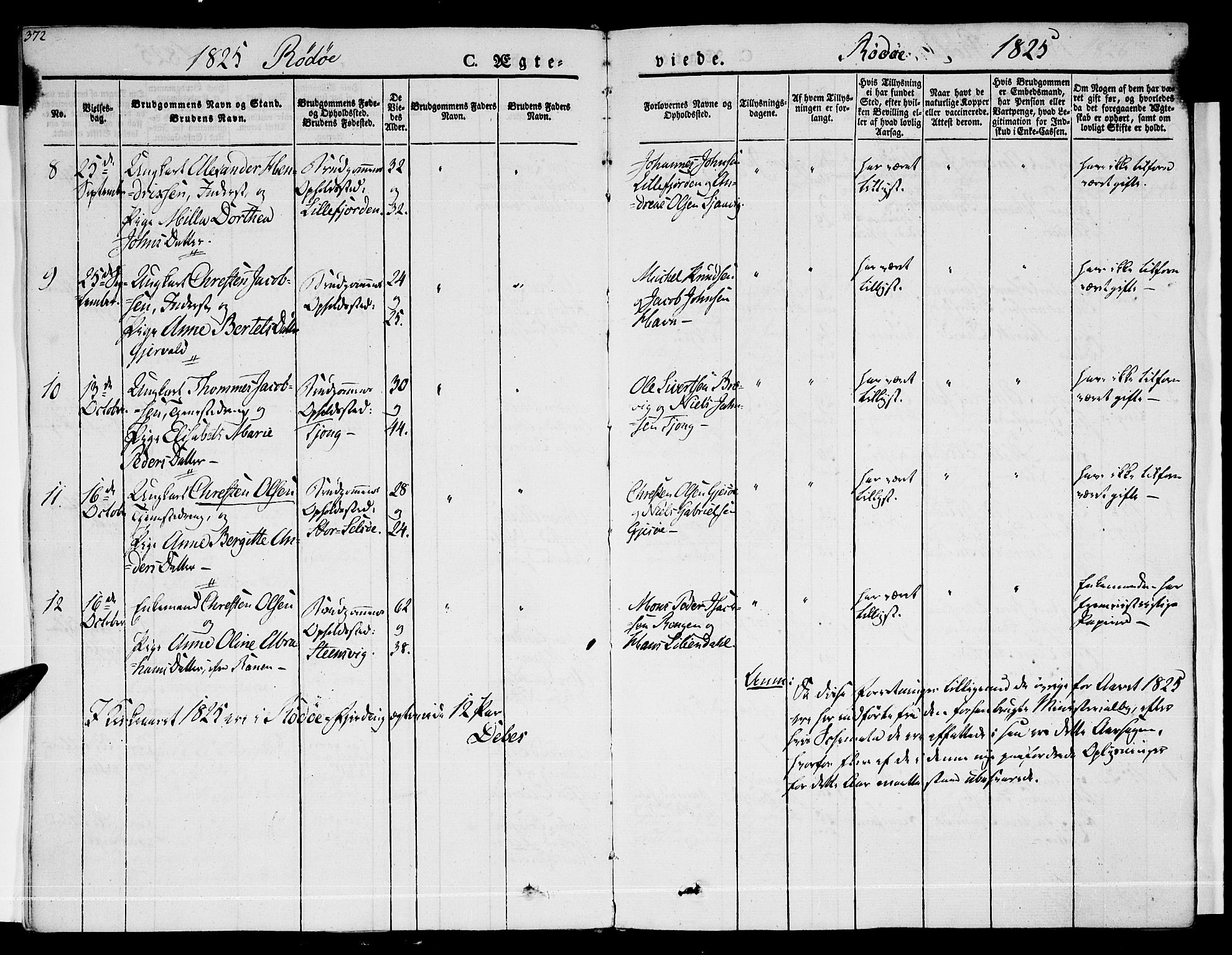 Ministerialprotokoller, klokkerbøker og fødselsregistre - Nordland, SAT/A-1459/841/L0600: Parish register (official) no. 841A07 /1, 1825-1844, p. 372