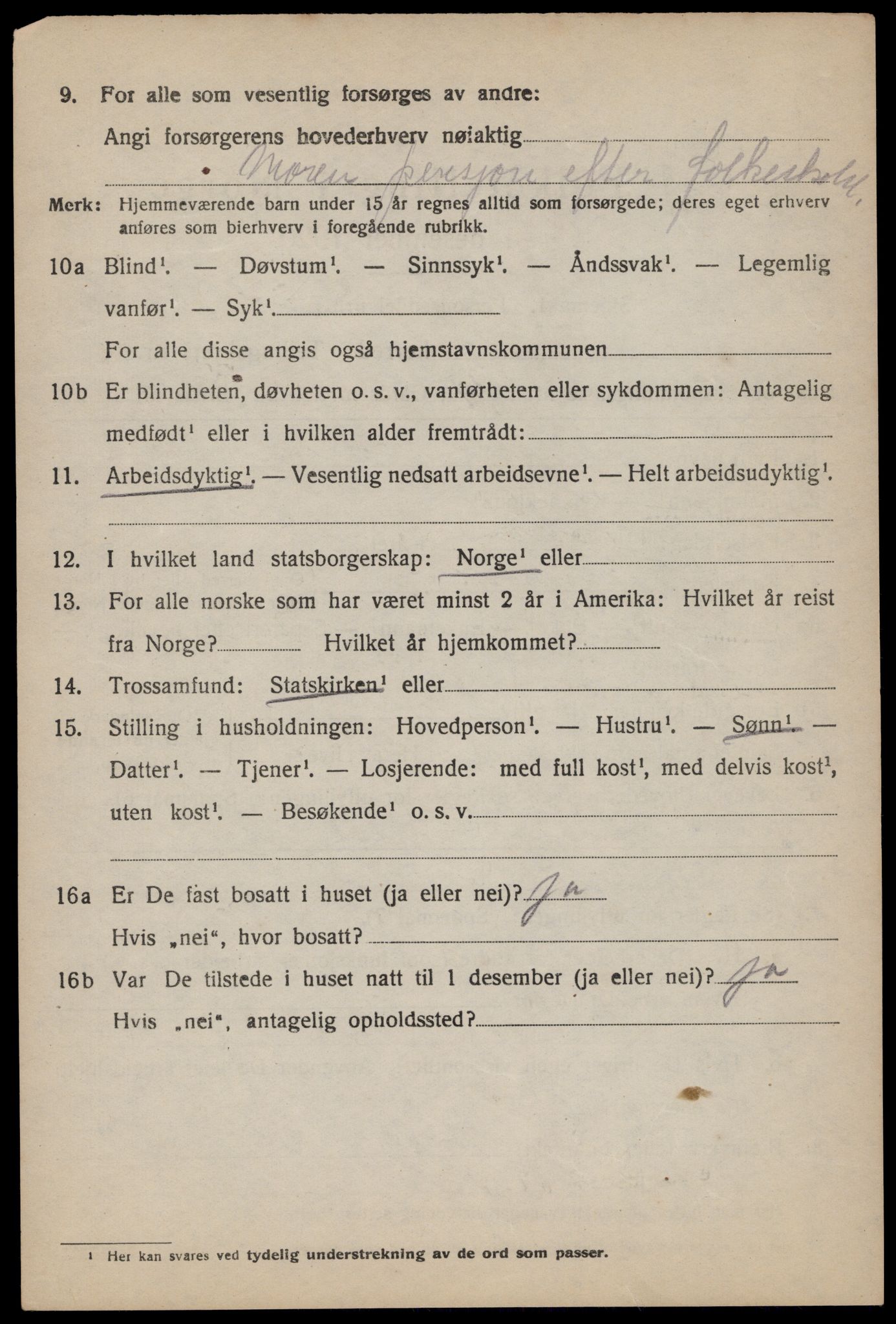 SAST, 1920 census for Forsand, 1920, p. 1612