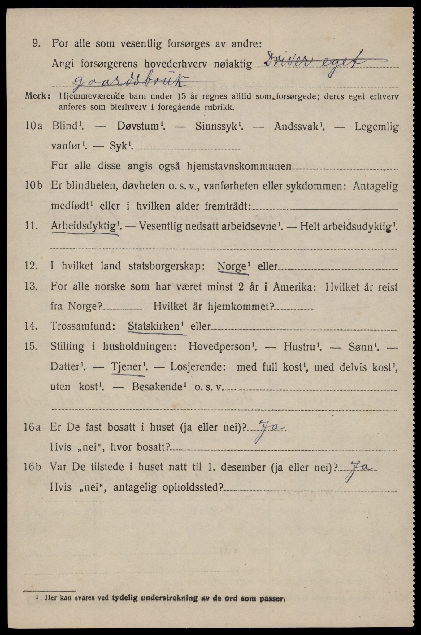 SAST, 1920 census for Høyland, 1920, p. 3033