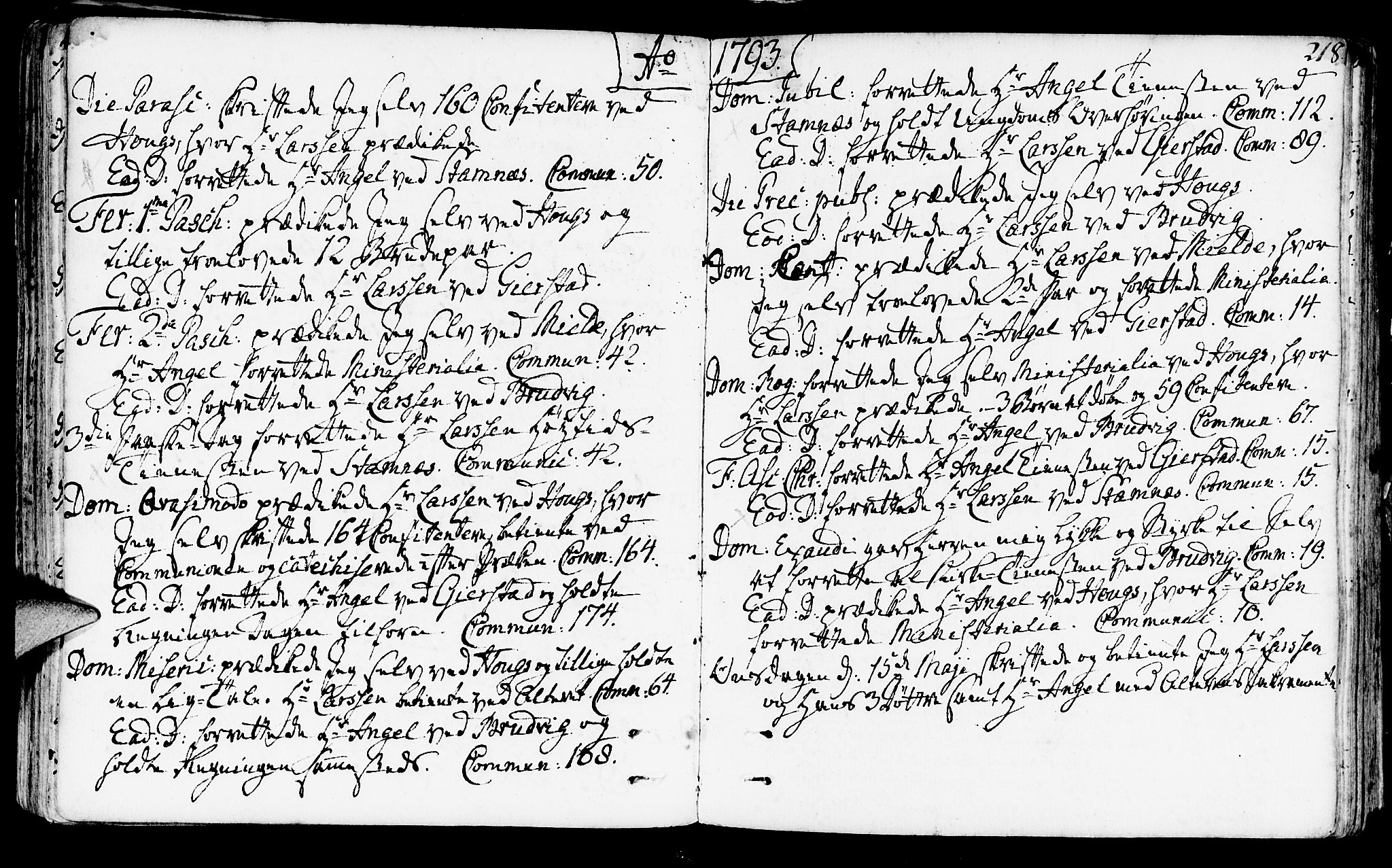 Haus sokneprestembete, AV/SAB-A-75601/H/Haa: Parish register (official) no. A 10, 1782-1796, p. 218