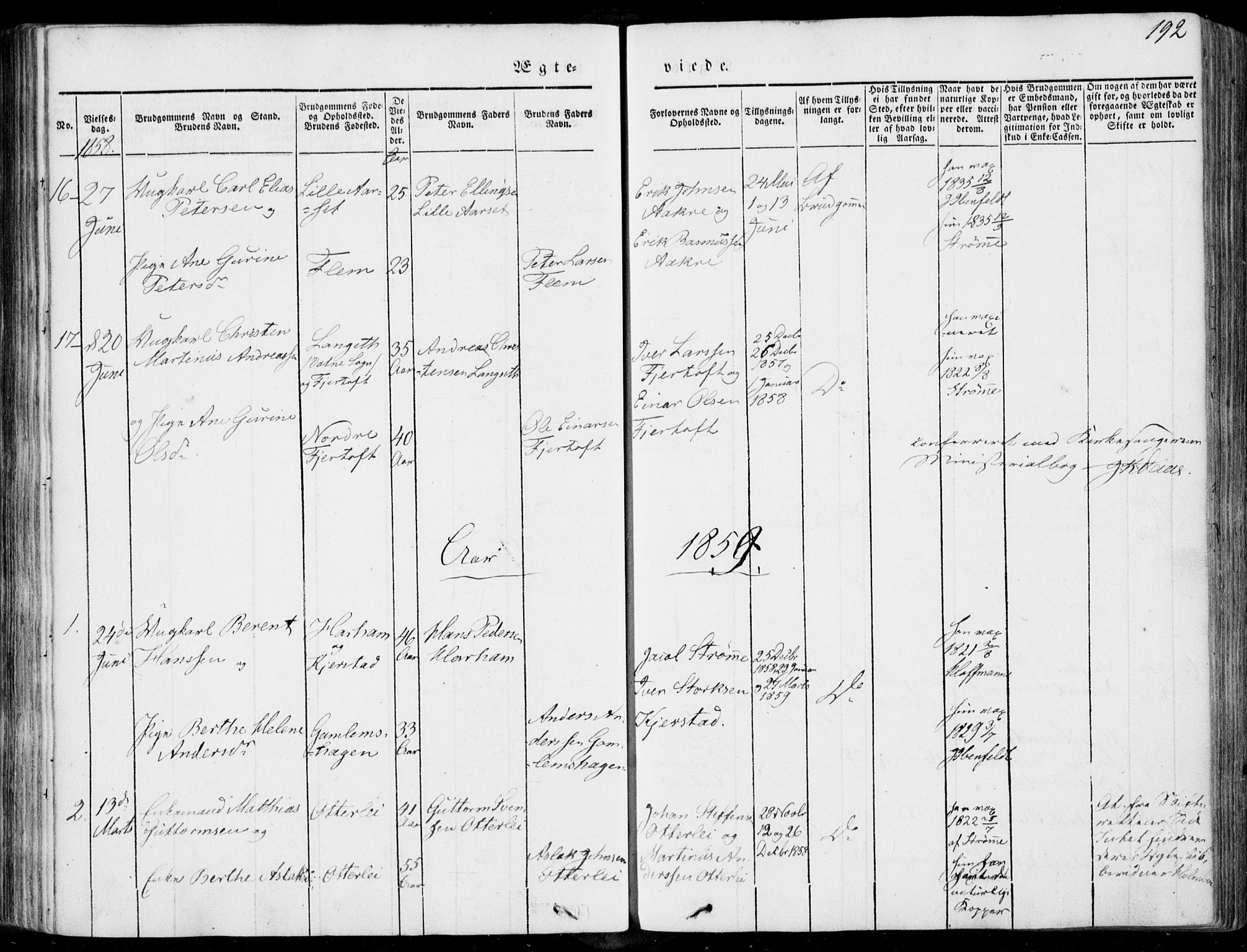 Ministerialprotokoller, klokkerbøker og fødselsregistre - Møre og Romsdal, SAT/A-1454/536/L0497: Parish register (official) no. 536A06, 1845-1865, p. 192