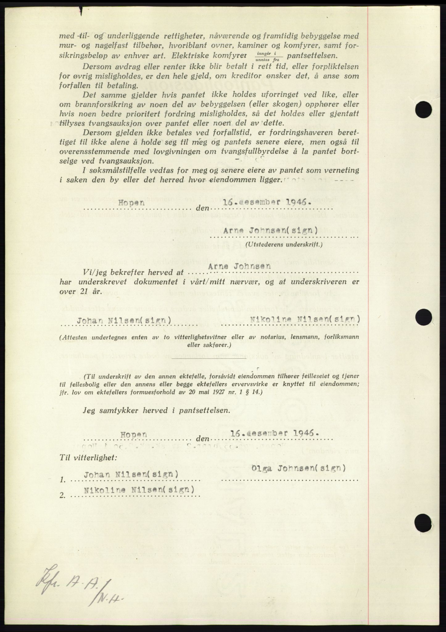 Nordmøre sorenskriveri, AV/SAT-A-4132/1/2/2Ca: Mortgage book no. B95, 1946-1947, Diary no: : 254/1947