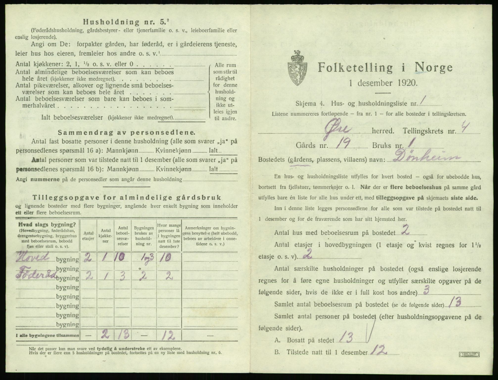 SAT, 1920 census for Øre, 1920, p. 287