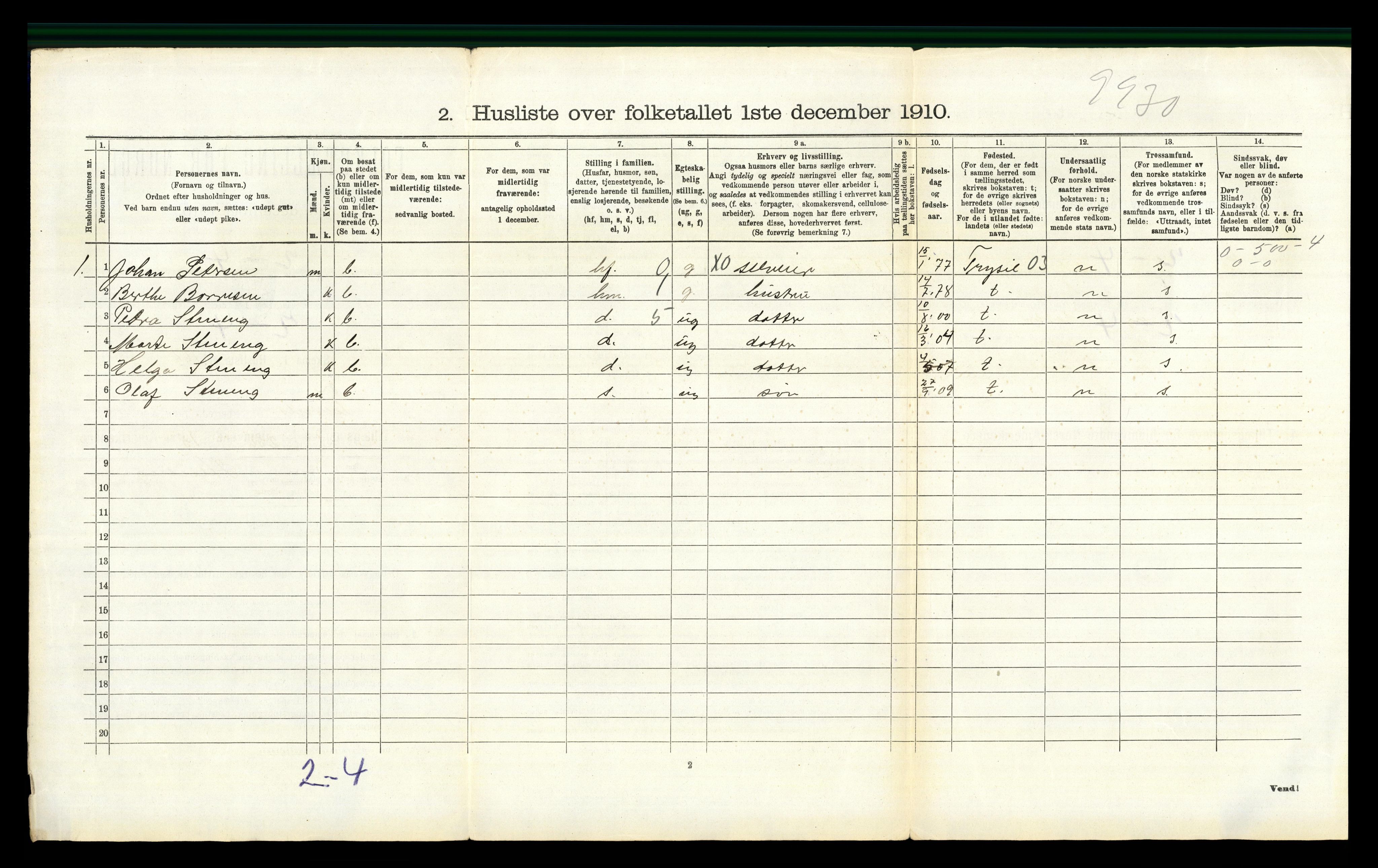 RA, 1910 census for Furnes, 1910, p. 1289