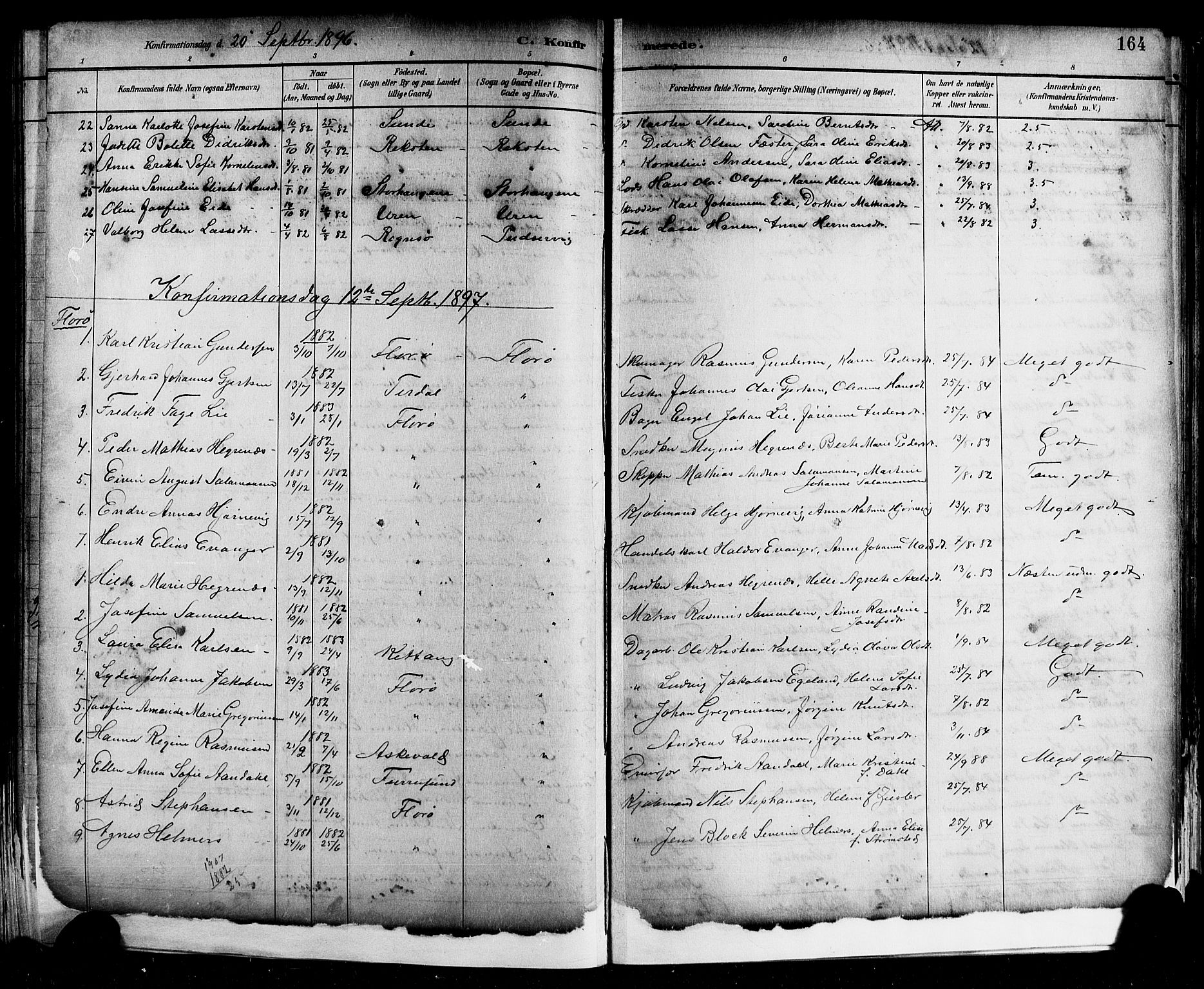 Kinn sokneprestembete, SAB/A-80801/H/Hab/Haba/L0002: Parish register (copy) no. A 2, 1882-1906, p. 164