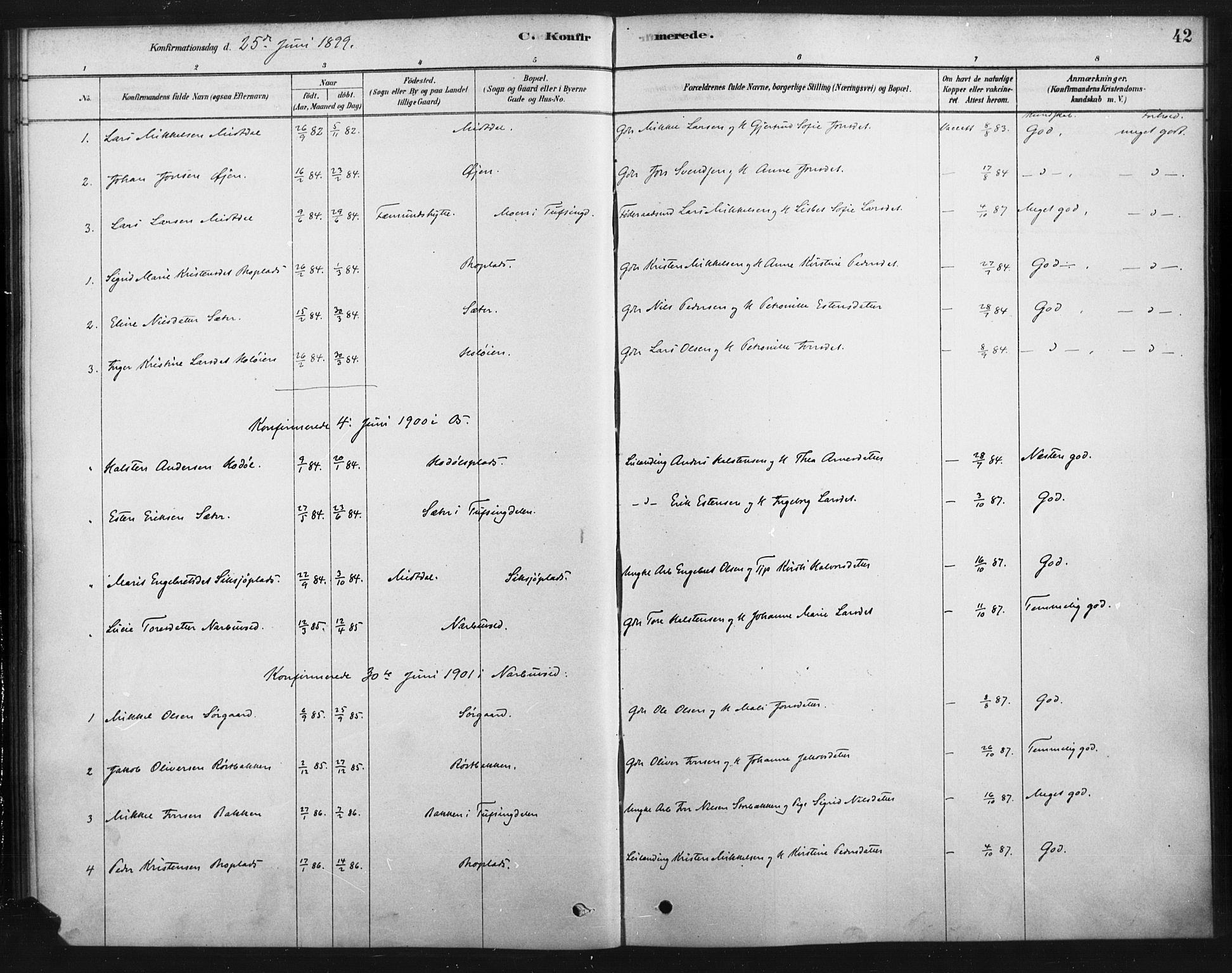 Tolga prestekontor, AV/SAH-PREST-062/K/L0007: Parish register (official) no. 7, 1877-1900, p. 42