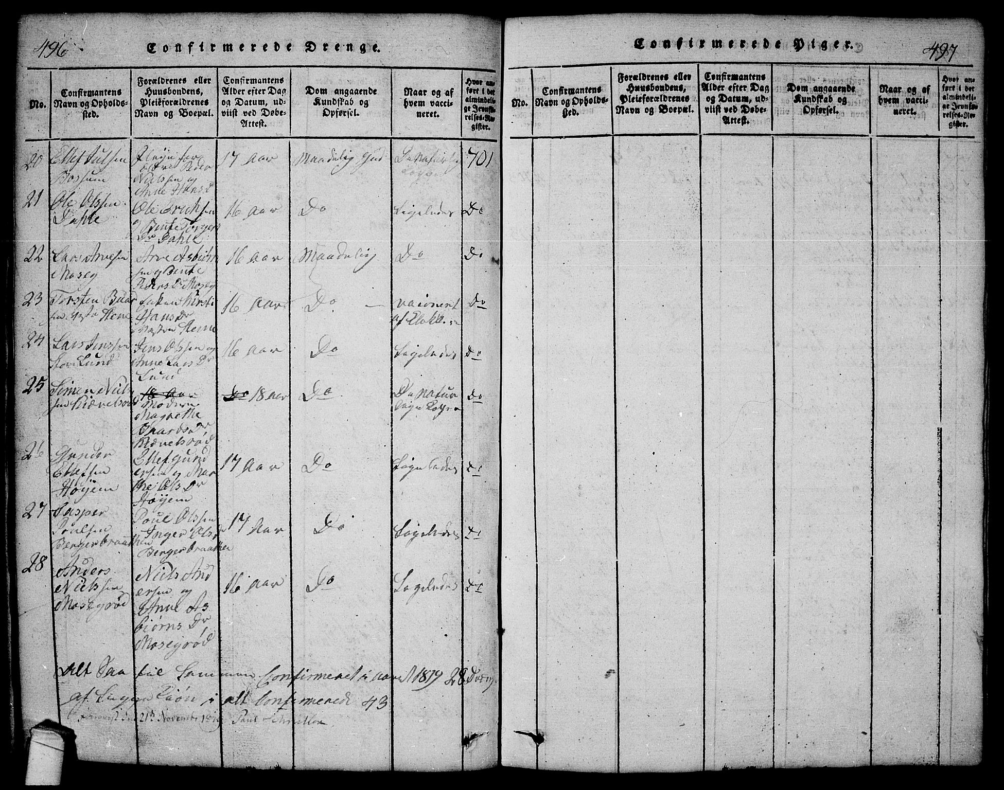 Onsøy prestekontor Kirkebøker, SAO/A-10914/G/Ga/L0001: Parish register (copy) no. I 1, 1814-1840, p. 496-497