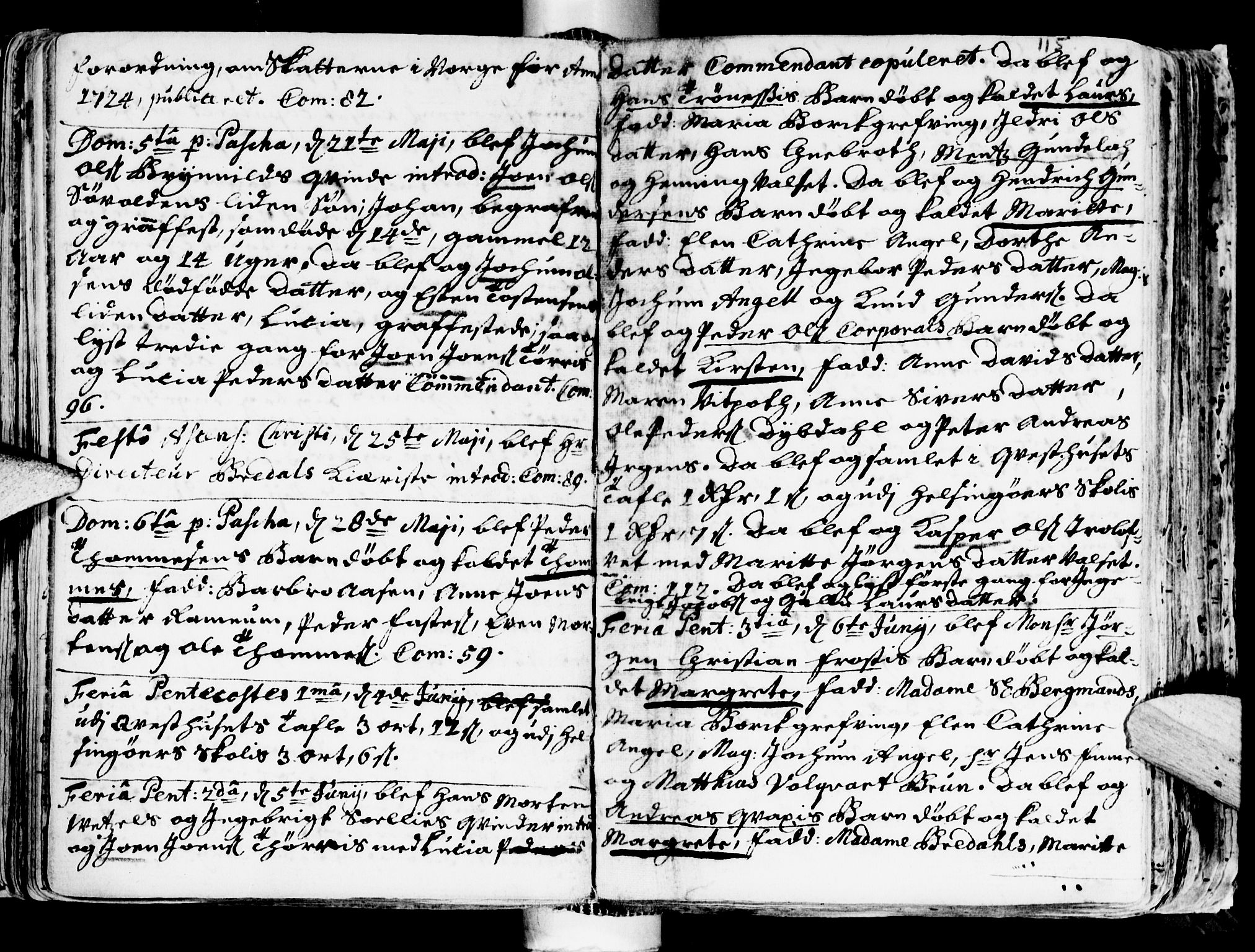 Ministerialprotokoller, klokkerbøker og fødselsregistre - Sør-Trøndelag, SAT/A-1456/681/L0924: Parish register (official) no. 681A02, 1720-1731, p. 114-115