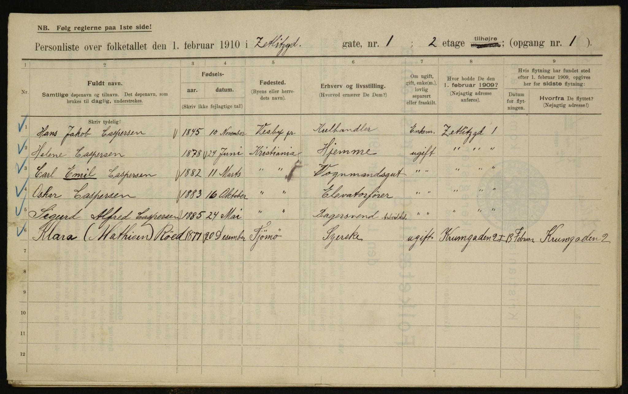 OBA, Municipal Census 1910 for Kristiania, 1910, p. 121932