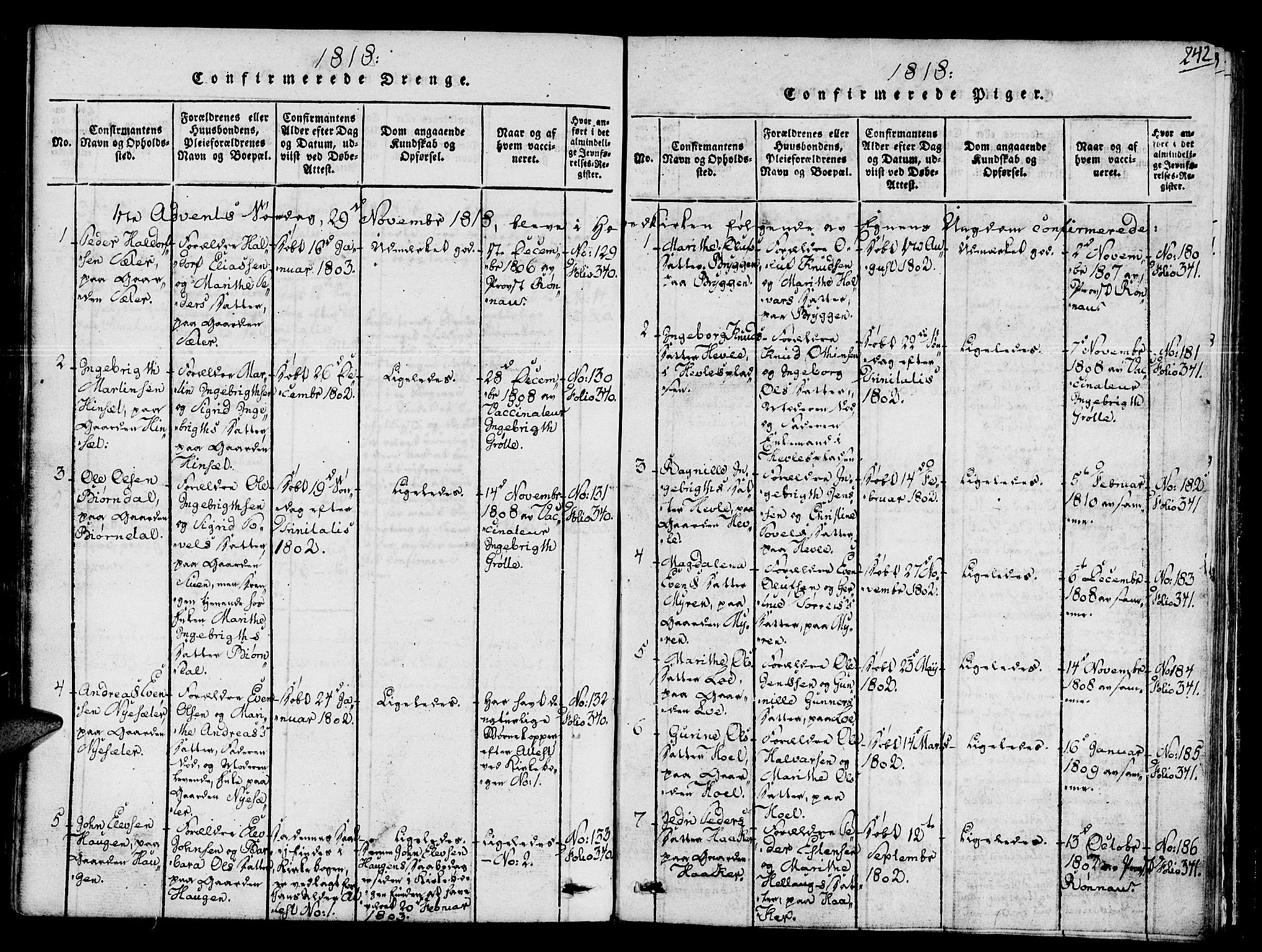 Ministerialprotokoller, klokkerbøker og fødselsregistre - Sør-Trøndelag, AV/SAT-A-1456/678/L0895: Parish register (official) no. 678A05 /1, 1816-1821, p. 242