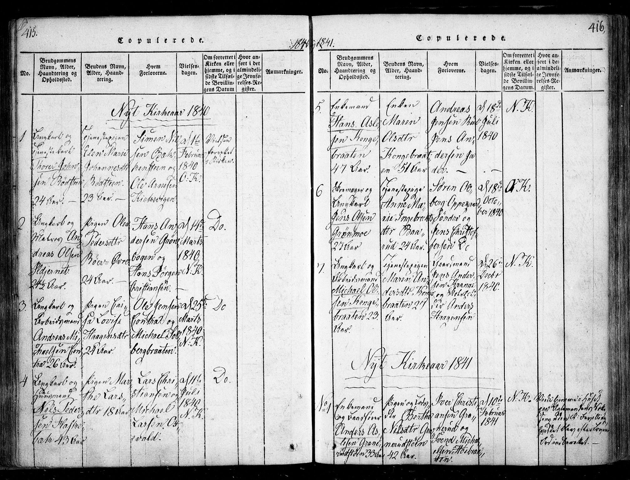 Nesodden prestekontor Kirkebøker, SAO/A-10013/F/Fa/L0006: Parish register (official) no. I 6, 1814-1847, p. 415-416
