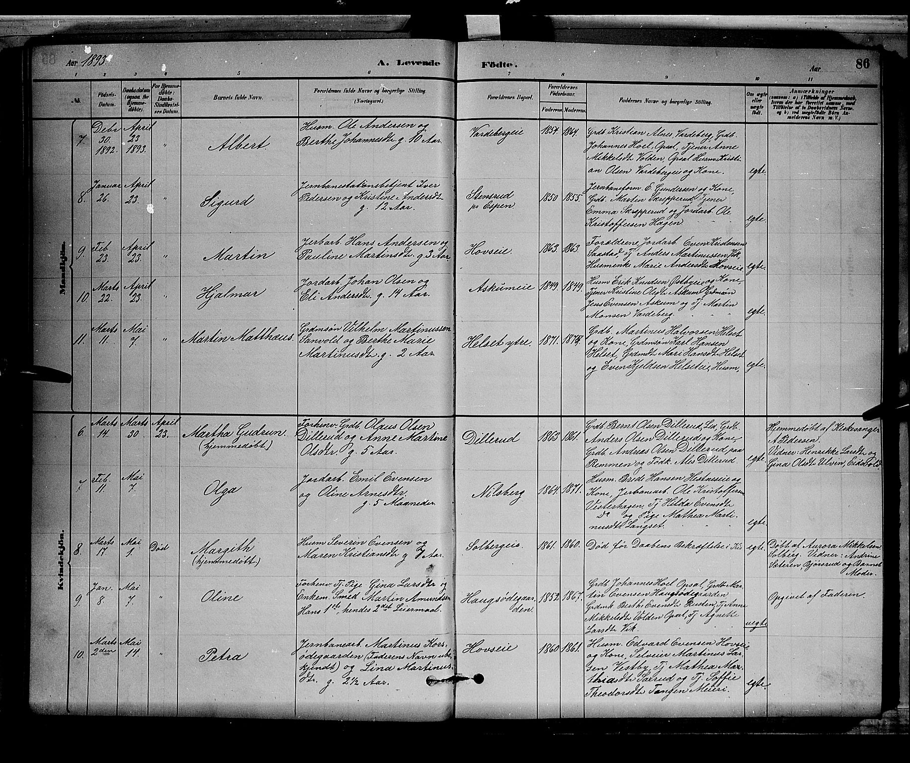 Stange prestekontor, AV/SAH-PREST-002/L/L0008: Parish register (copy) no. 8, 1882-1895, p. 86