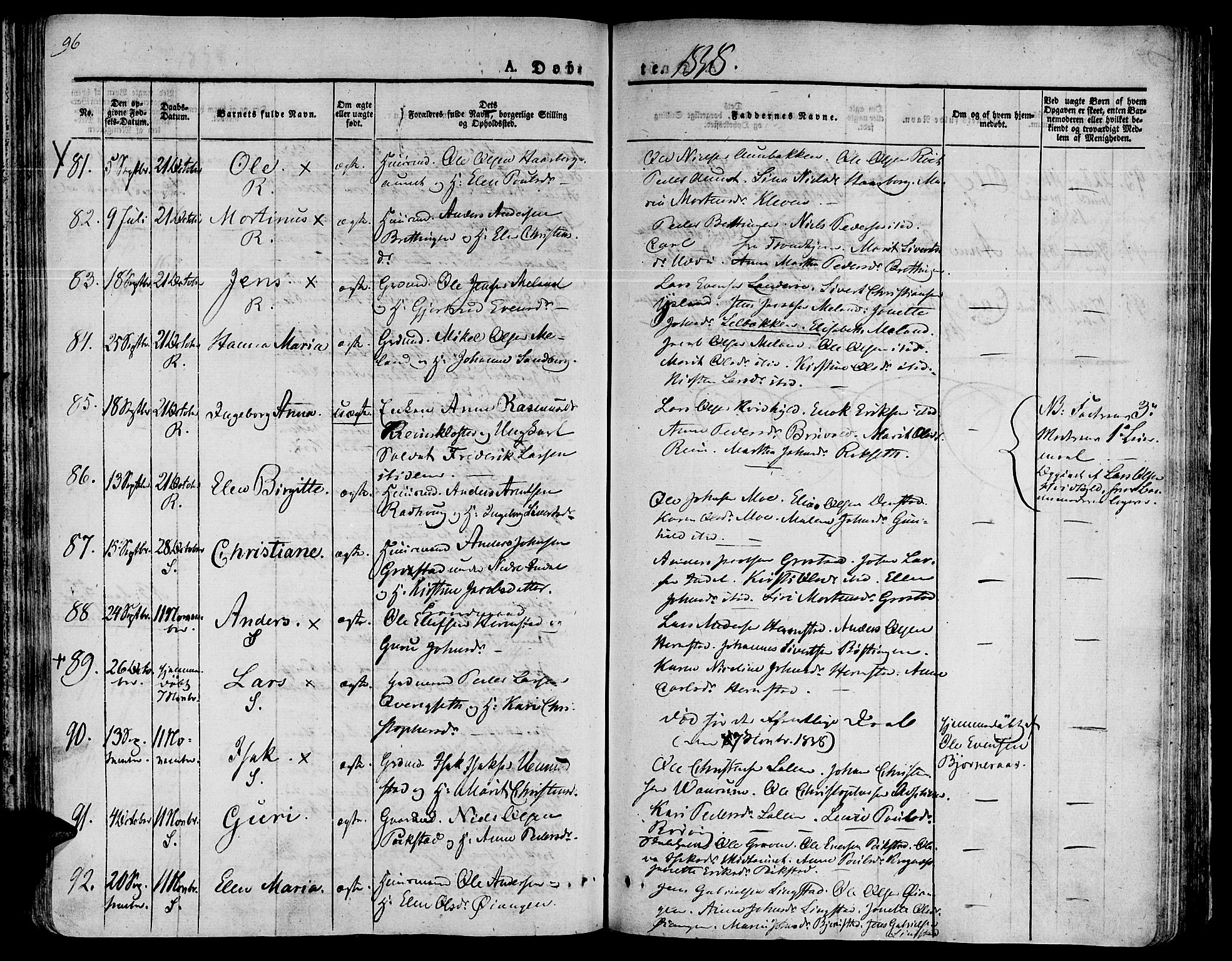 Ministerialprotokoller, klokkerbøker og fødselsregistre - Sør-Trøndelag, AV/SAT-A-1456/646/L0609: Parish register (official) no. 646A07, 1826-1838, p. 96