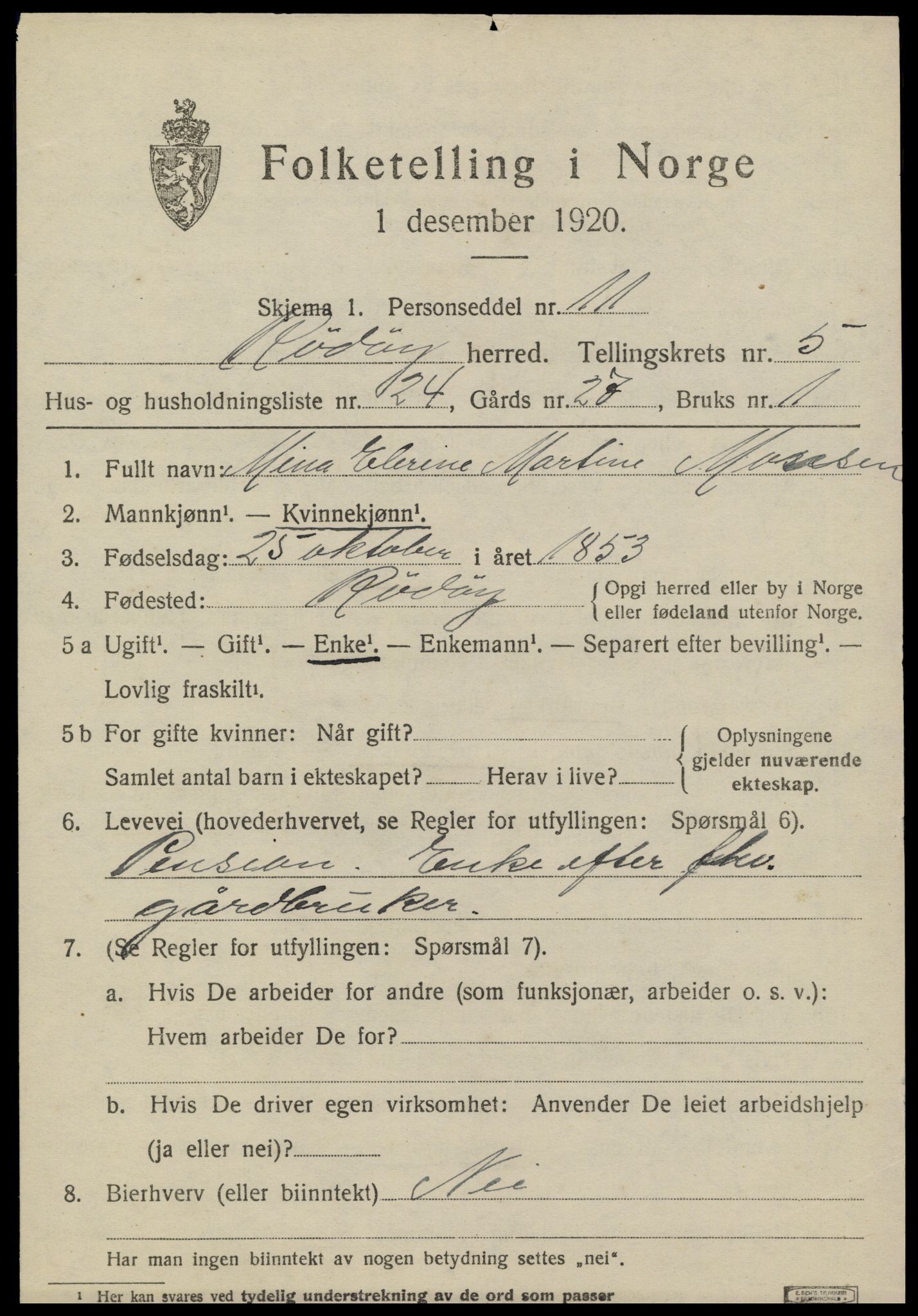 SAT, 1920 census for Rødøy, 1920, p. 3344