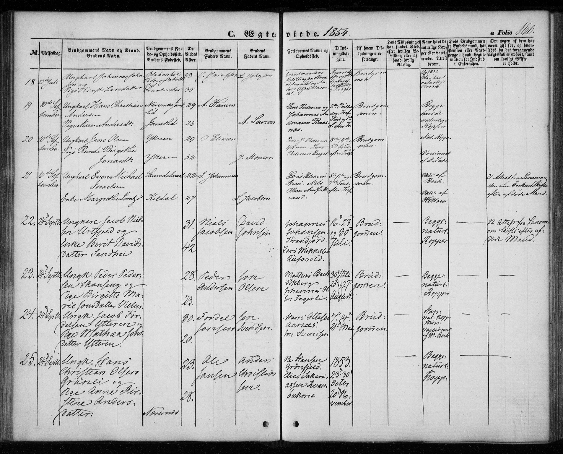 Ministerialprotokoller, klokkerbøker og fødselsregistre - Nordland, AV/SAT-A-1459/827/L0392: Parish register (official) no. 827A04, 1853-1866, p. 160