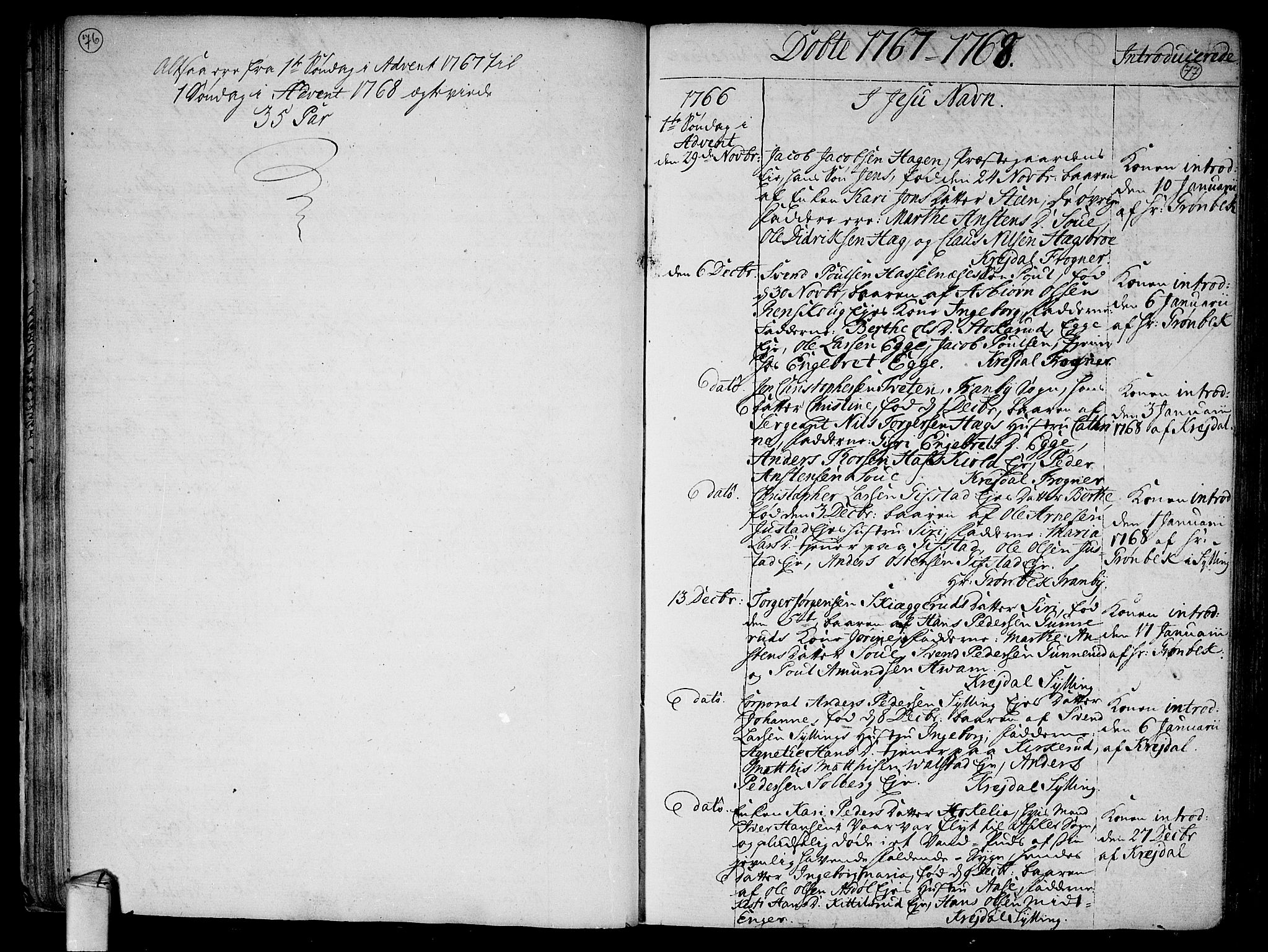 Lier kirkebøker, AV/SAKO-A-230/F/Fa/L0005: Parish register (official) no. I 5, 1764-1777, p. 76-77