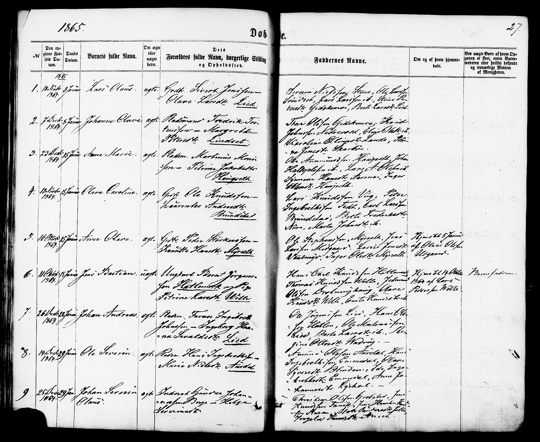 Ministerialprotokoller, klokkerbøker og fødselsregistre - Møre og Romsdal, SAT/A-1454/522/L0314: Parish register (official) no. 522A09, 1863-1877, p. 27