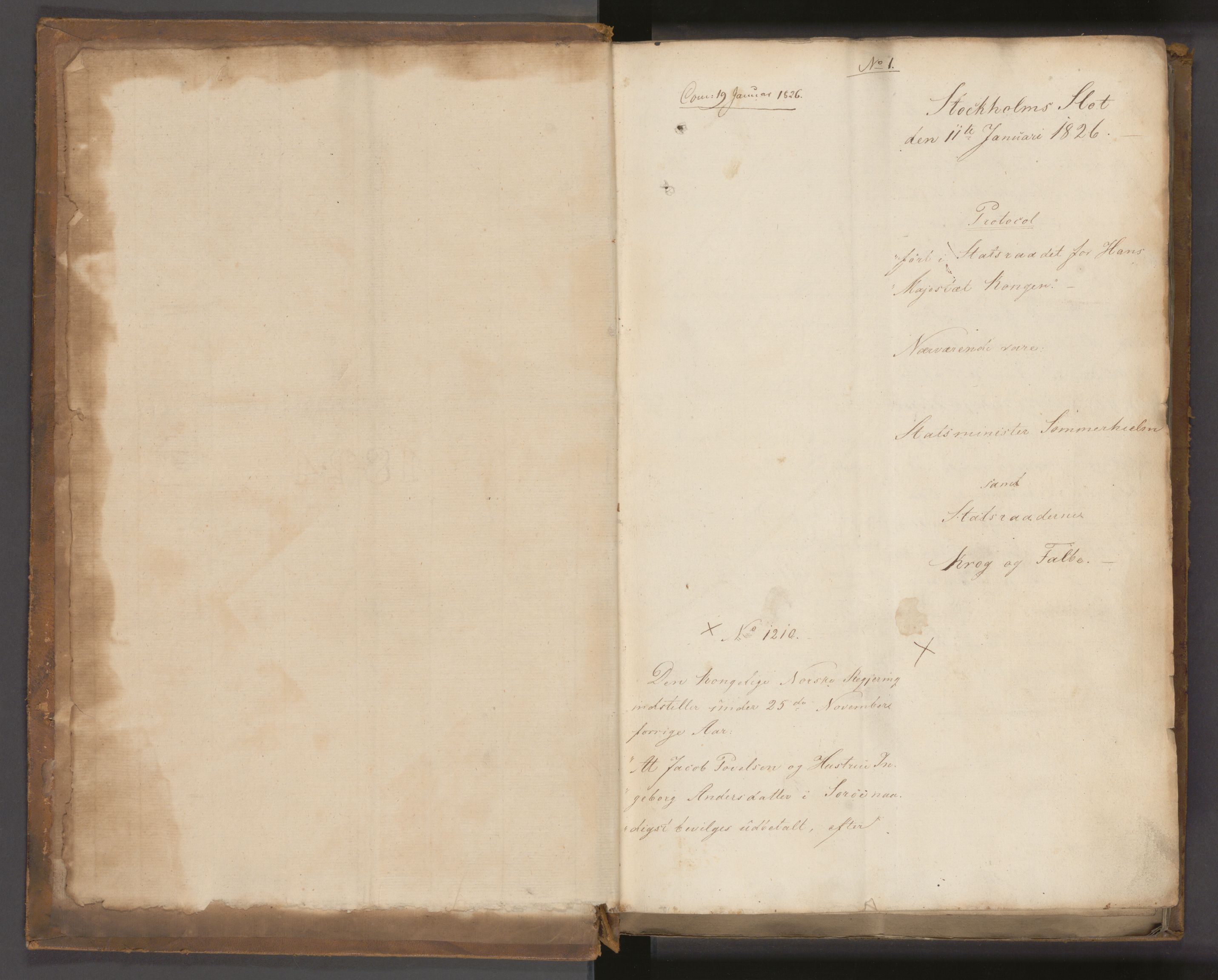 Statsrådssekretariatet, AV/RA-S-1001/A/Ab/L0022: Kgl. res. nr. 1210-1721, 1. halvår, 1826