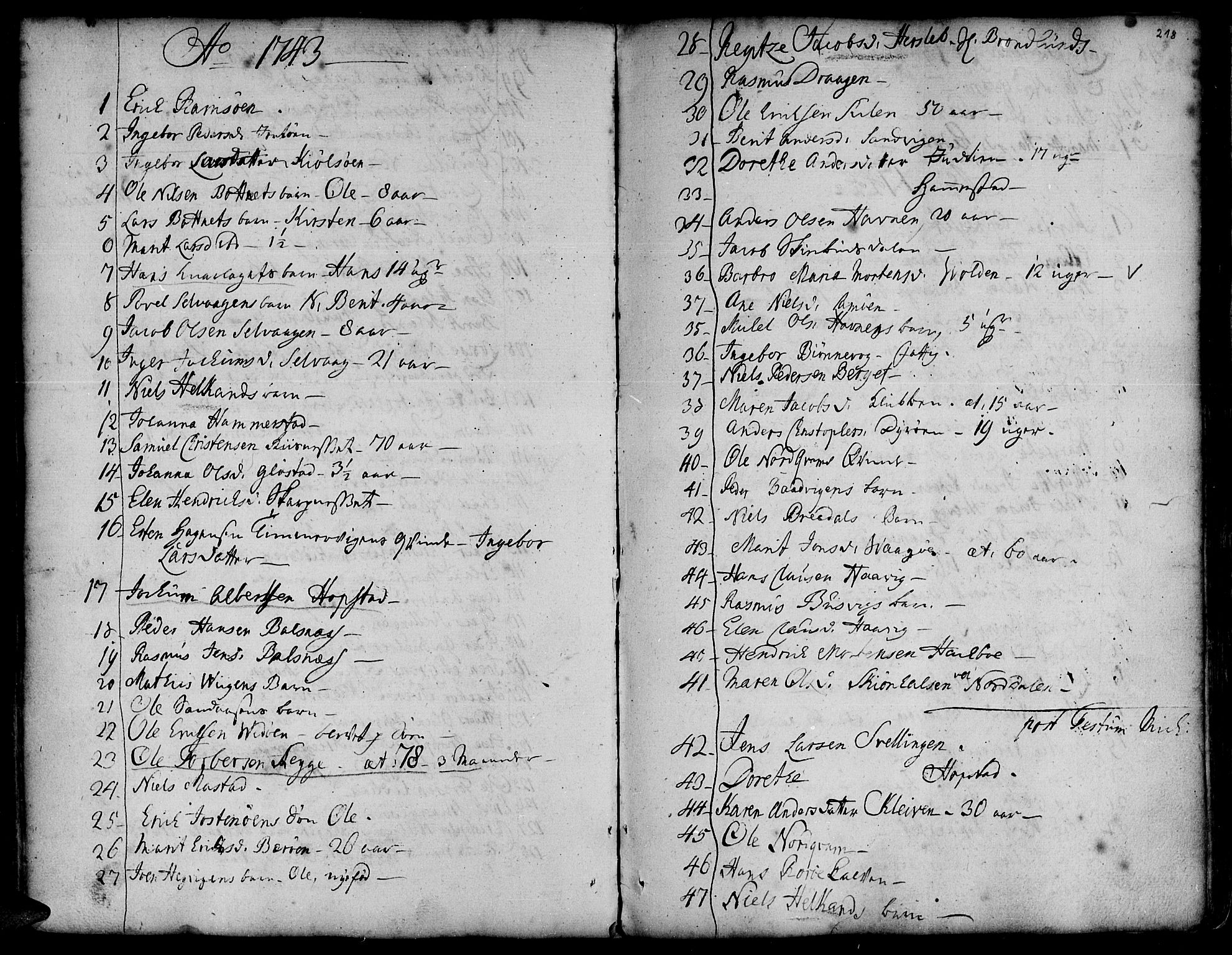 Ministerialprotokoller, klokkerbøker og fødselsregistre - Sør-Trøndelag, SAT/A-1456/634/L0525: Parish register (official) no. 634A01, 1736-1775, p. 218