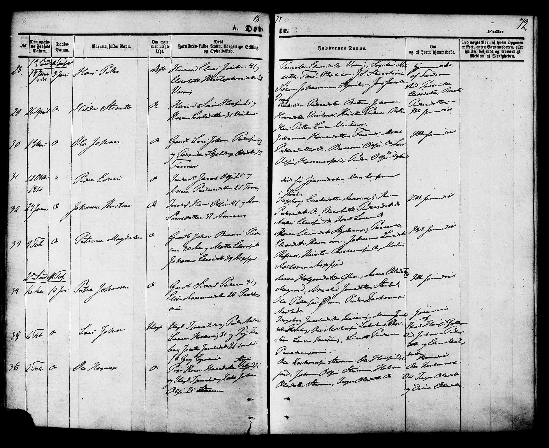 Ministerialprotokoller, klokkerbøker og fødselsregistre - Nordland, AV/SAT-A-1459/853/L0771: Parish register (official) no. 853A10, 1870-1881, p. 72