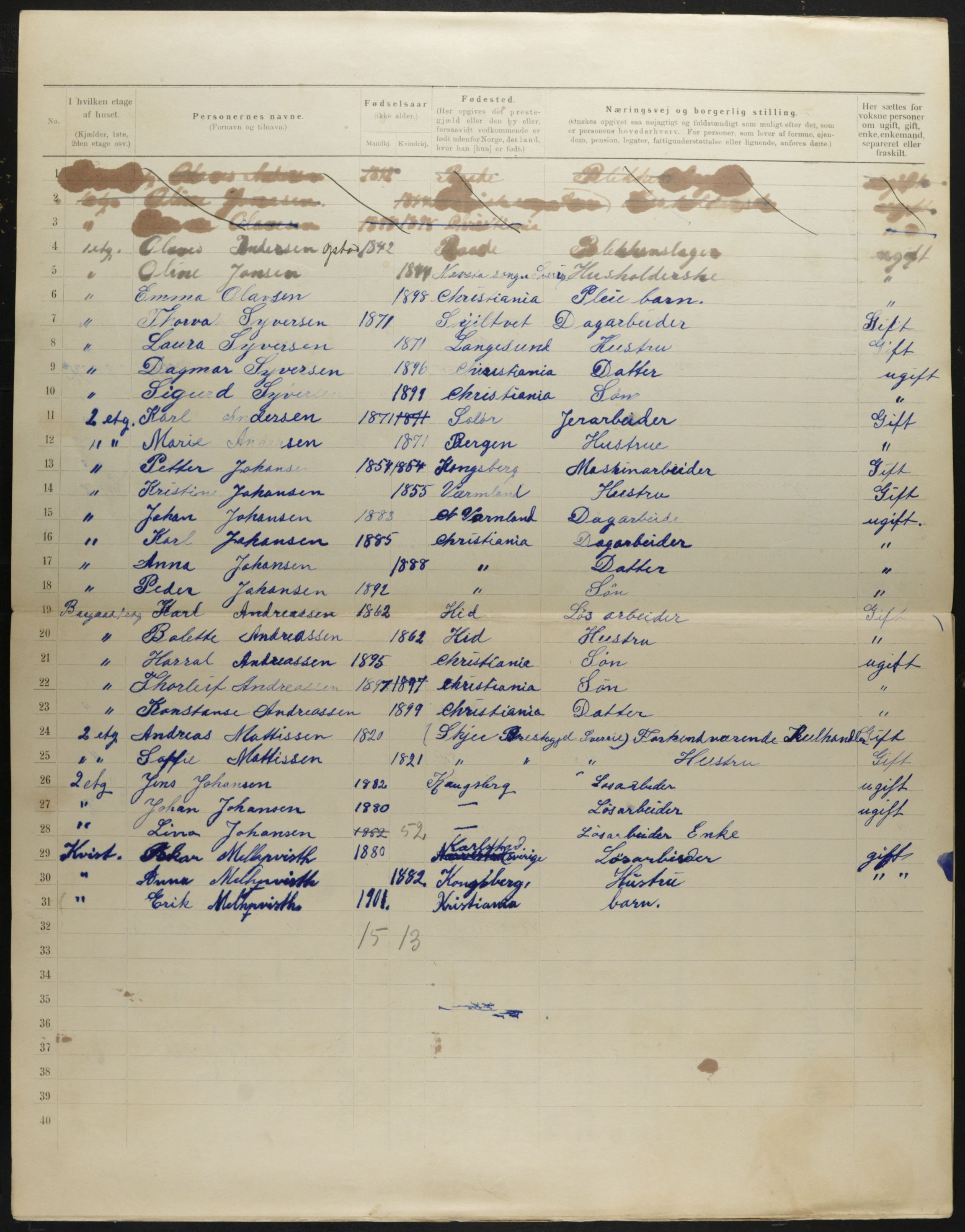 OBA, Municipal Census 1901 for Kristiania, 1901, p. 844