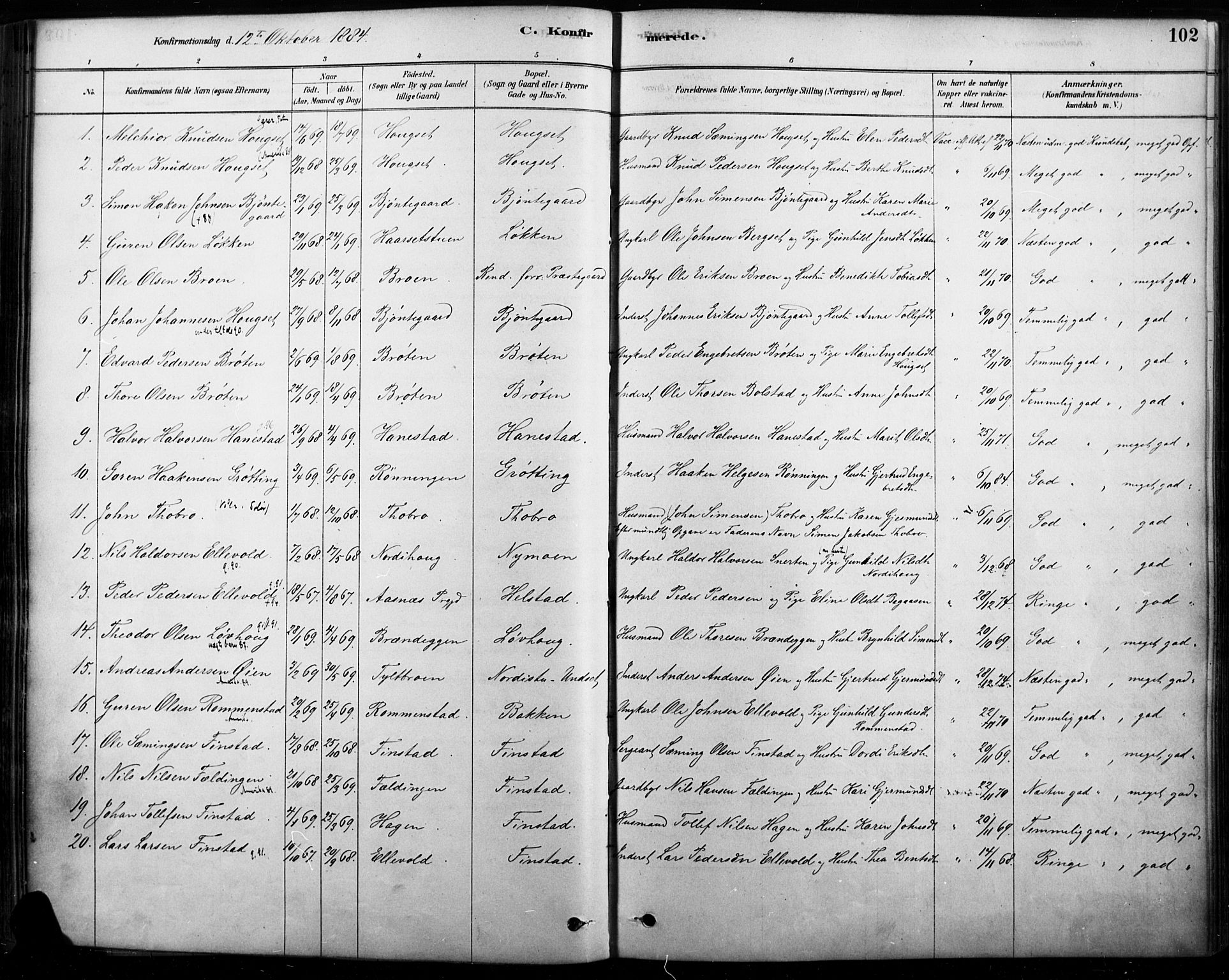 Rendalen prestekontor, SAH/PREST-054/H/Ha/Haa/L0009: Parish register (official) no. 9, 1878-1901, p. 102