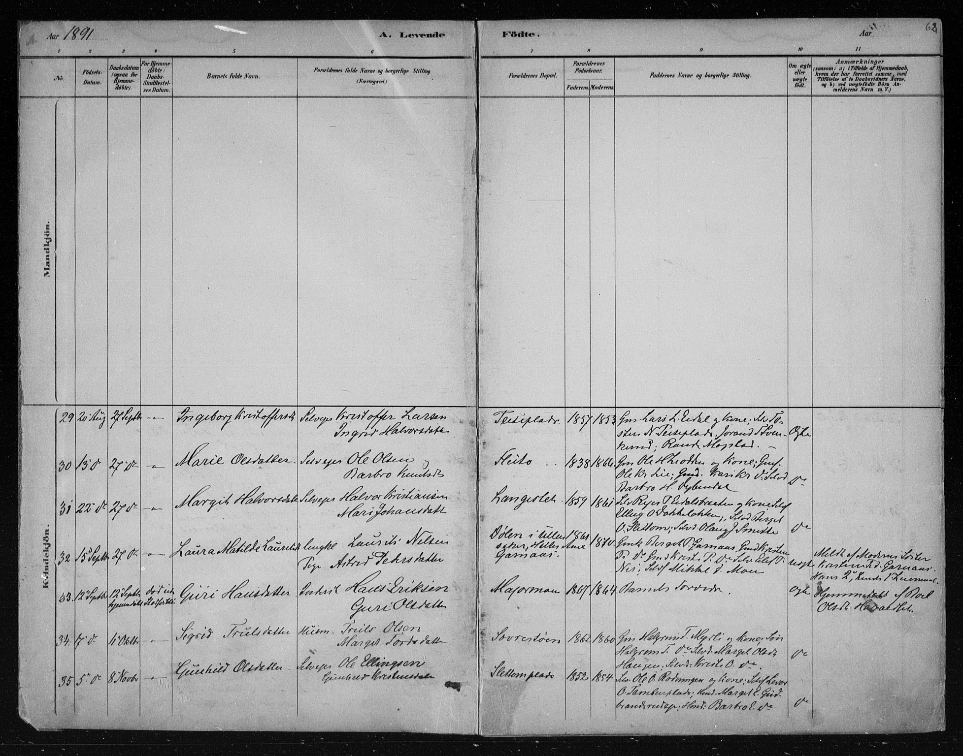 Nes kirkebøker, AV/SAKO-A-236/F/Fa/L0011: Parish register (official) no. 11, 1881-1912, p. 62